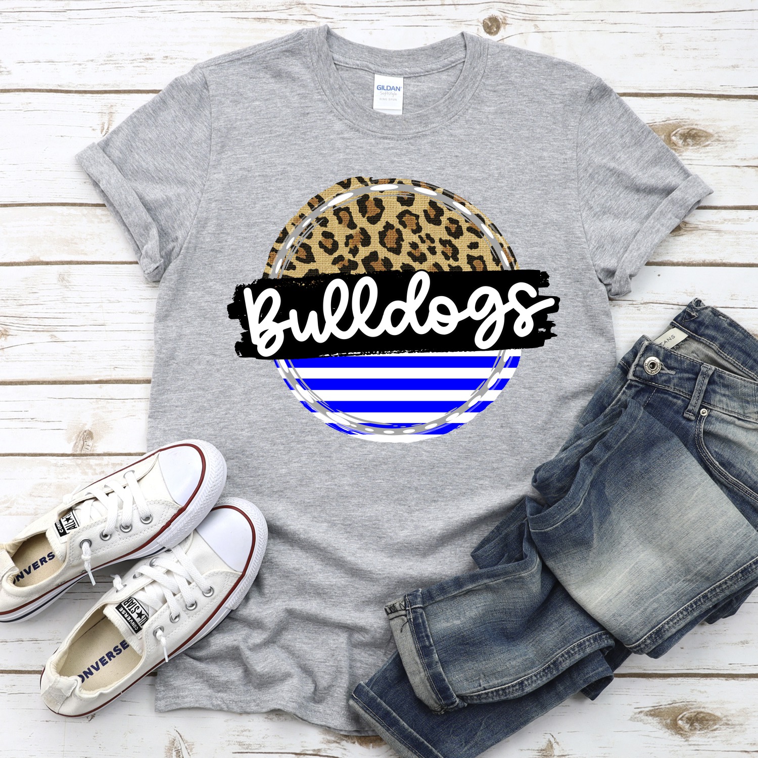 CUSTOM Bulldogs Stripe Leopard circle *DTF* Transfer - Image 2