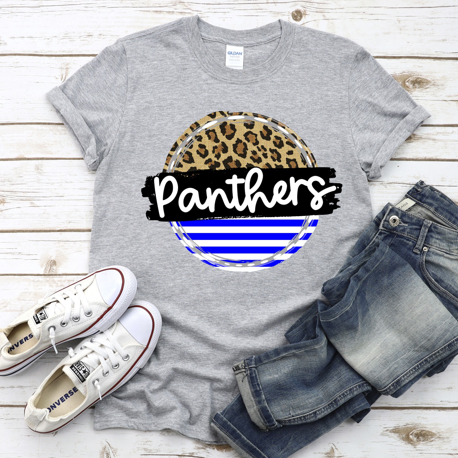 CUSTOM Panthers Stripe Leopard circle *DTF* Transfer - Image 2