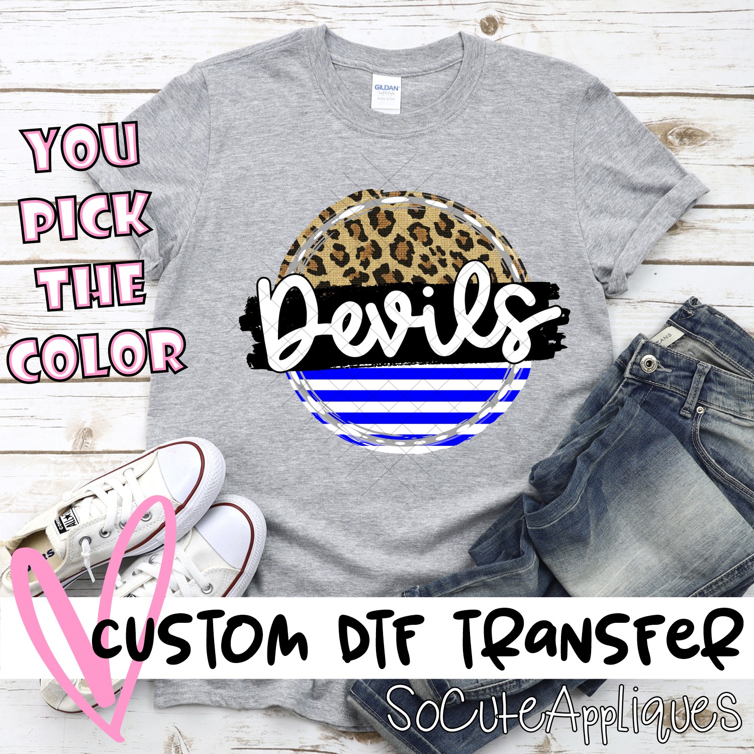 CUSTOM Devils Stripe Leopard circle *DTF* Transfer