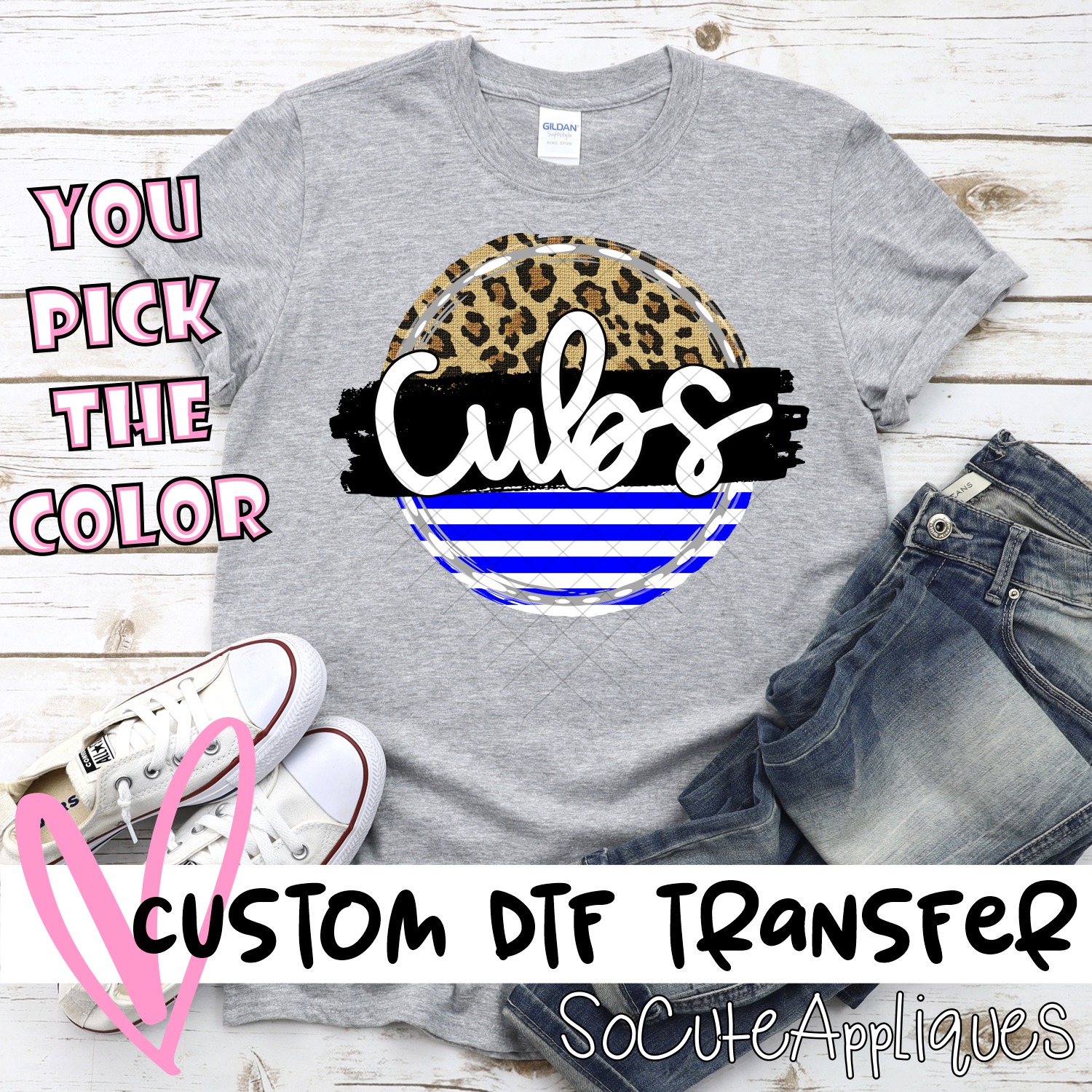 CUSTOM Cubs Stripe Leopard circle *DTF* Transfer