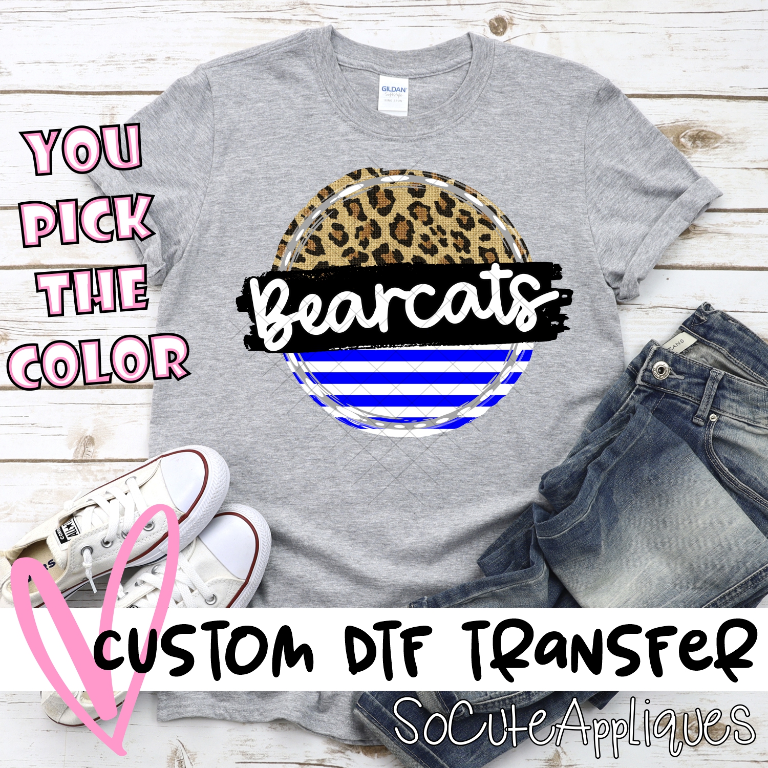 CUSTOM Bearcats Stripe Leopard circle *DTF* Transfer