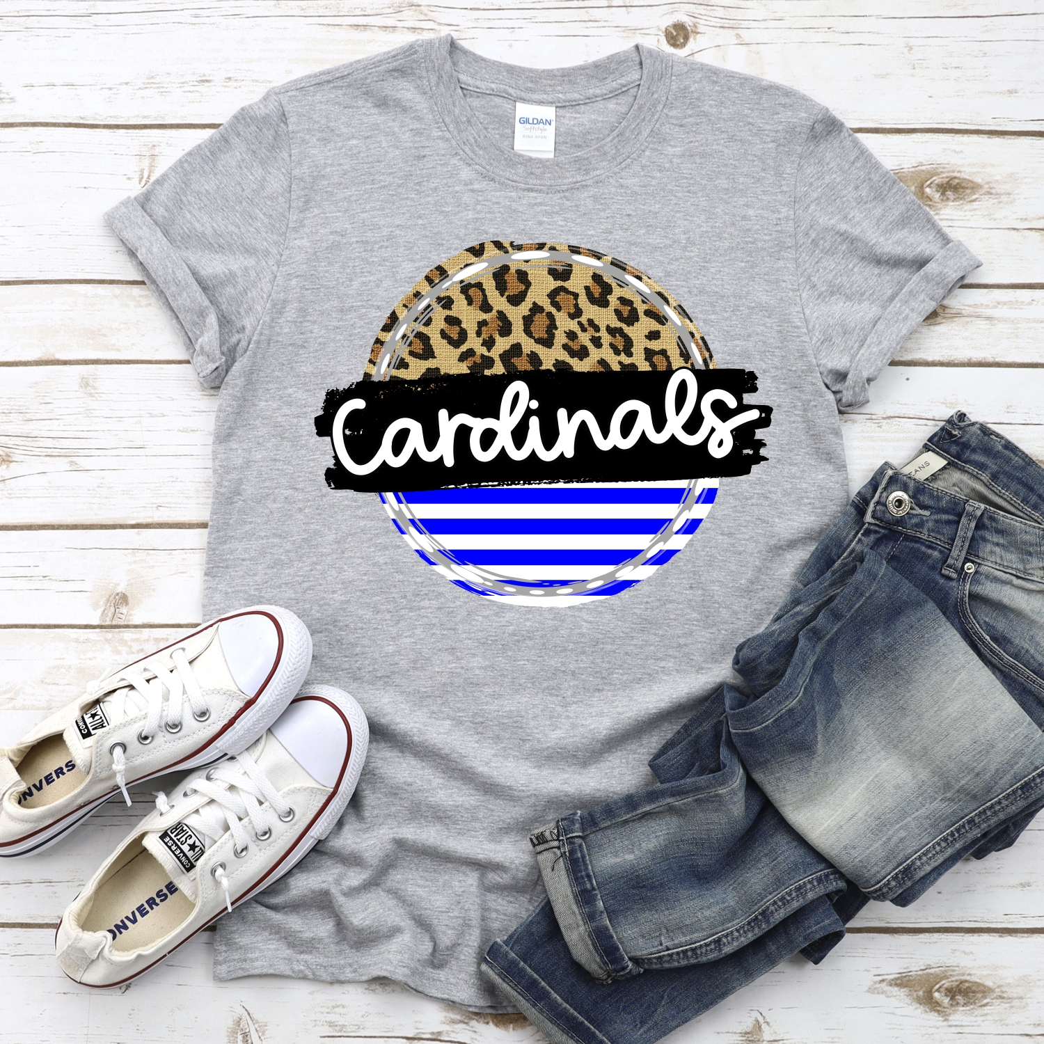 CUSTOM Cardinals Stripe Leopard circle *DTF* Transfer - Image 2