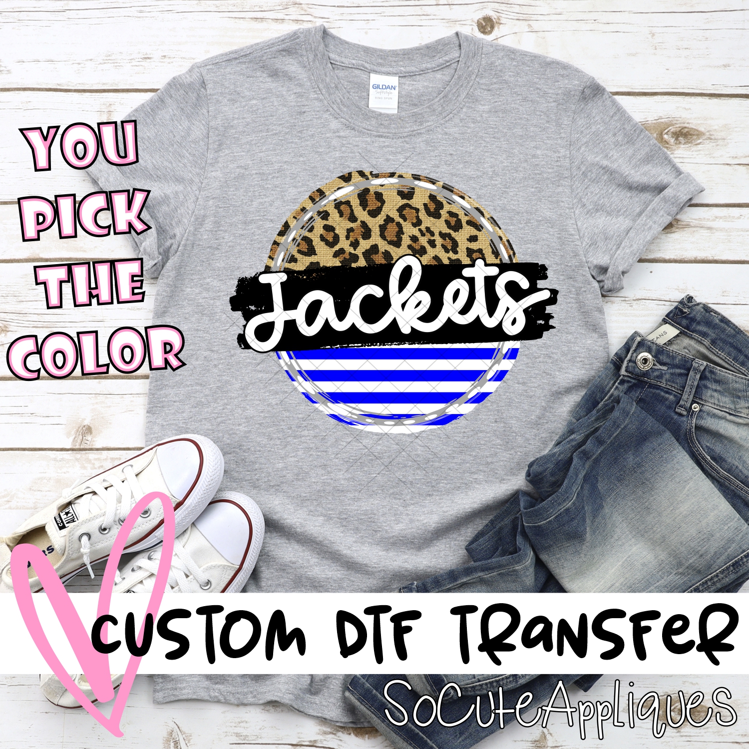 CUSTOM Jackets Stripe Leopard circle *DTF* Transfer