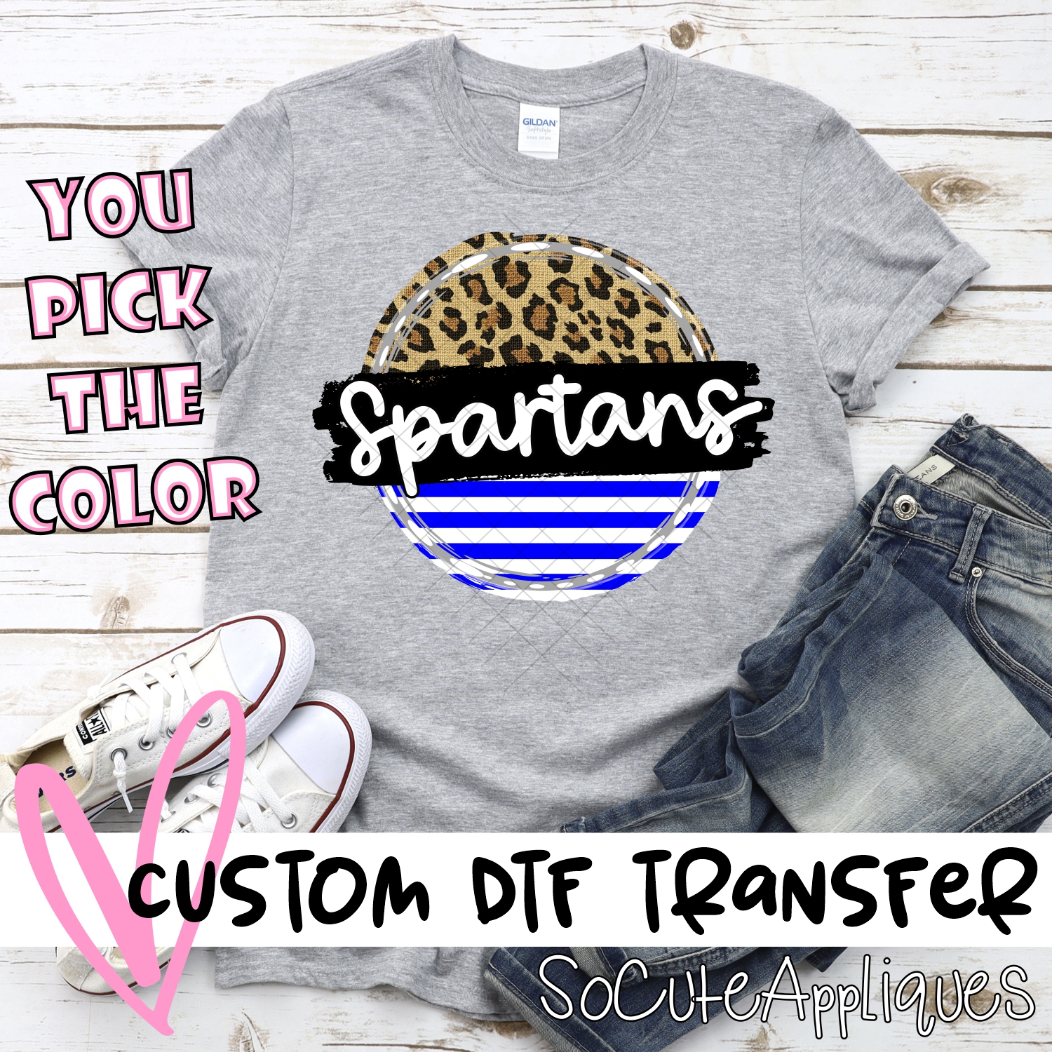 CUSTOM Spartans Stripe Leopard circle *DTF* Transfer