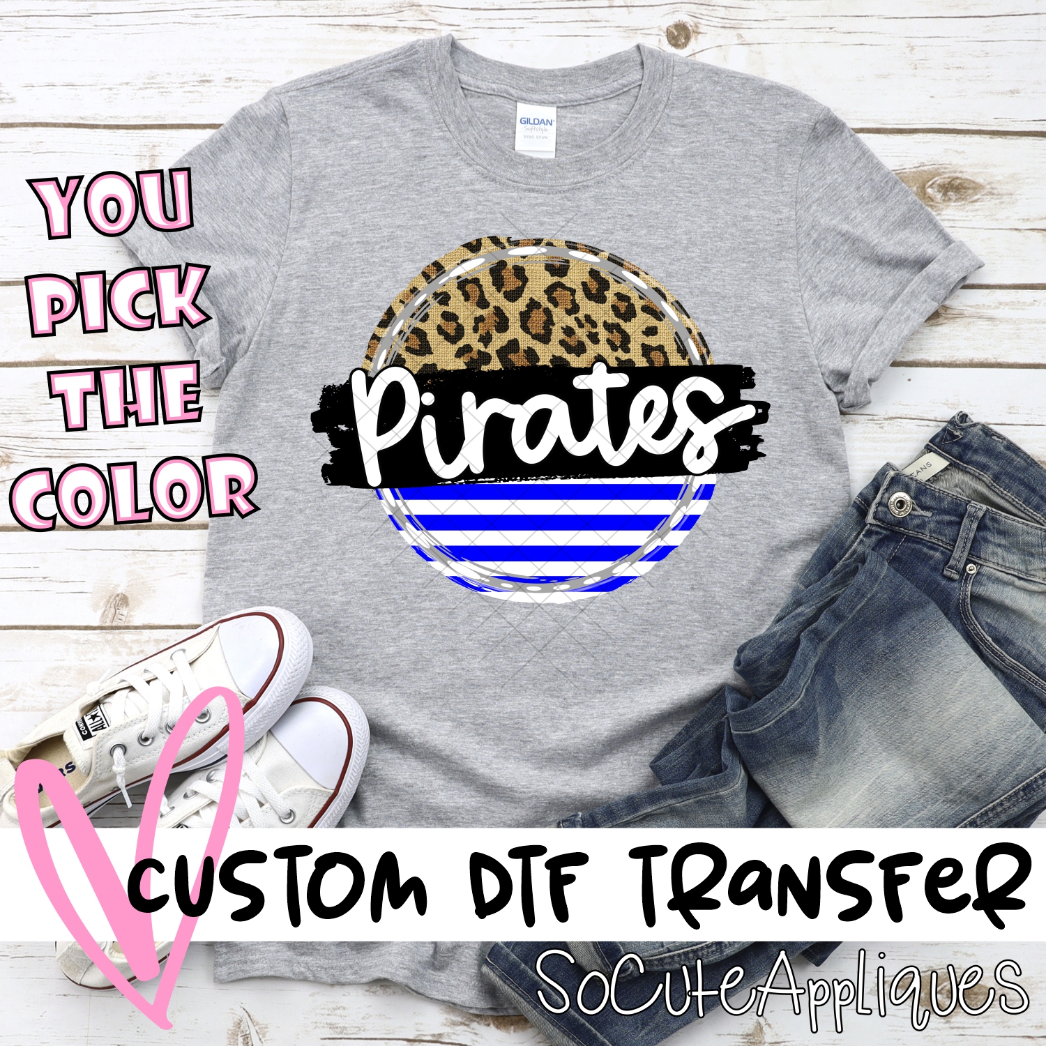 CUSTOM Pirates Stripe Leopard circle *DTF* Transfer