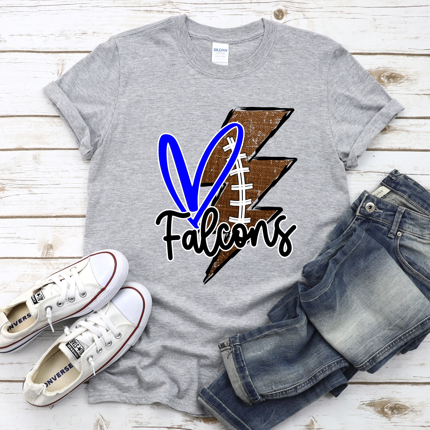 CUSTOM Falcons football lightning bolt heart *DTF* Transfer - Image 2