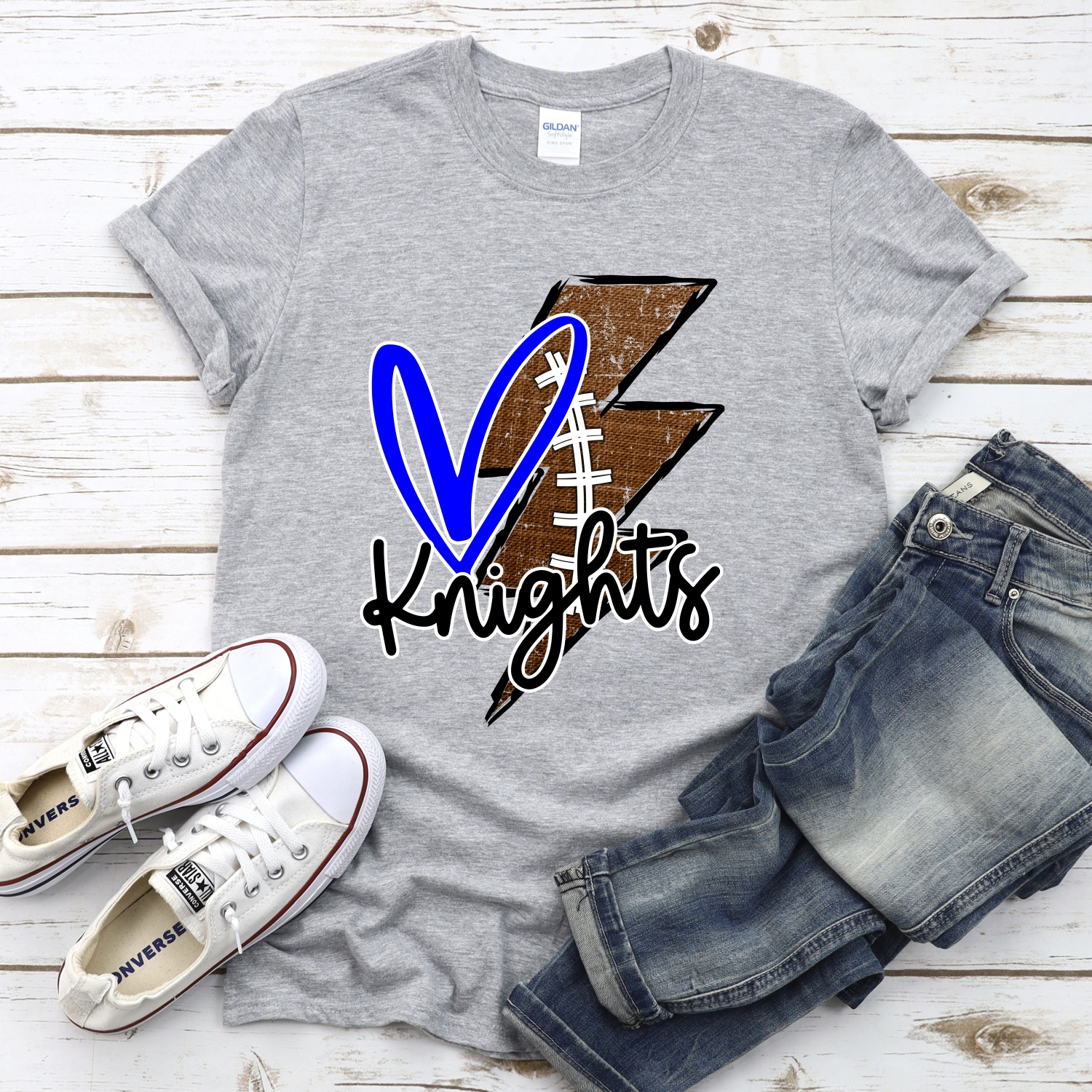 CUSTOM Knights football lightning bolt heart *DTF* Transfer - Image 2