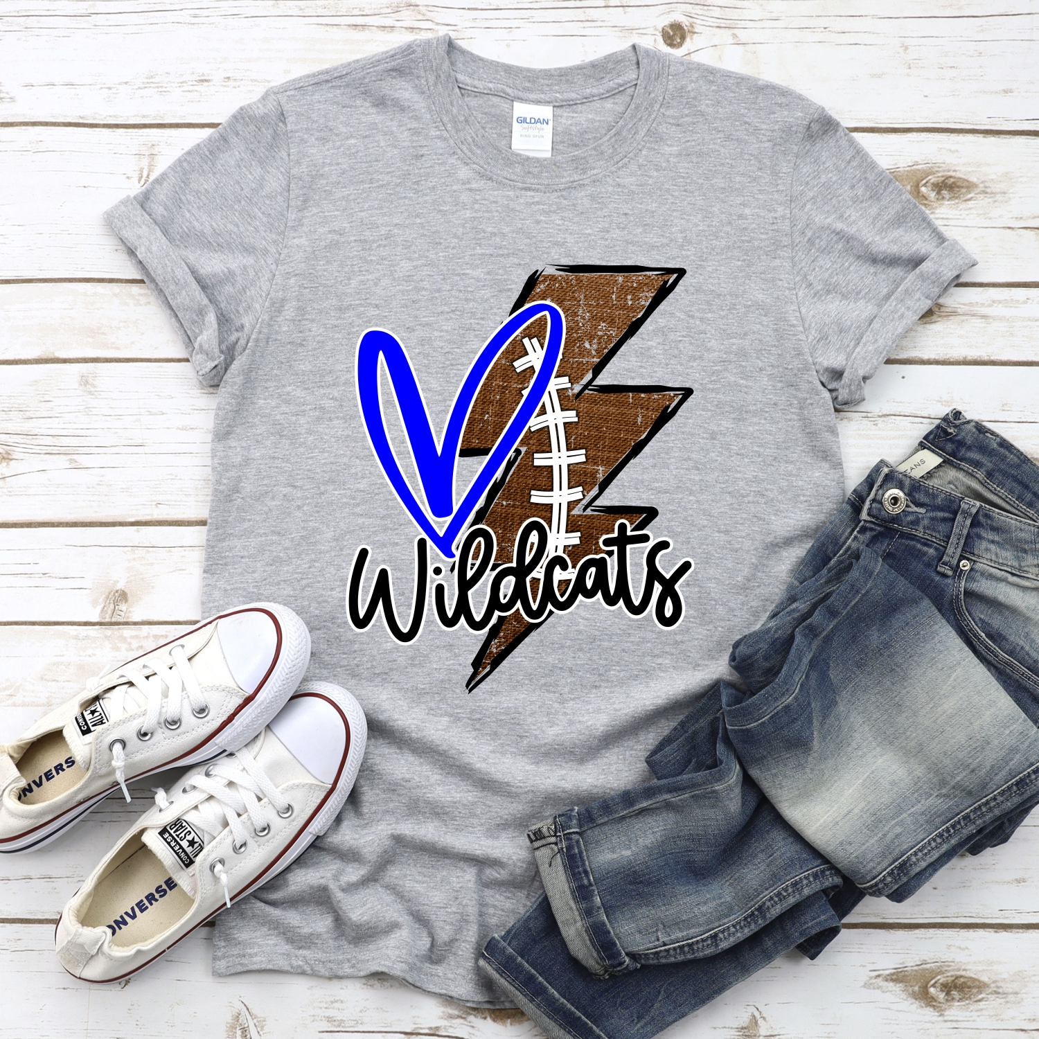 CUSTOM Wildcats football lightning bolt heart *DTF* Transfer - Image 2