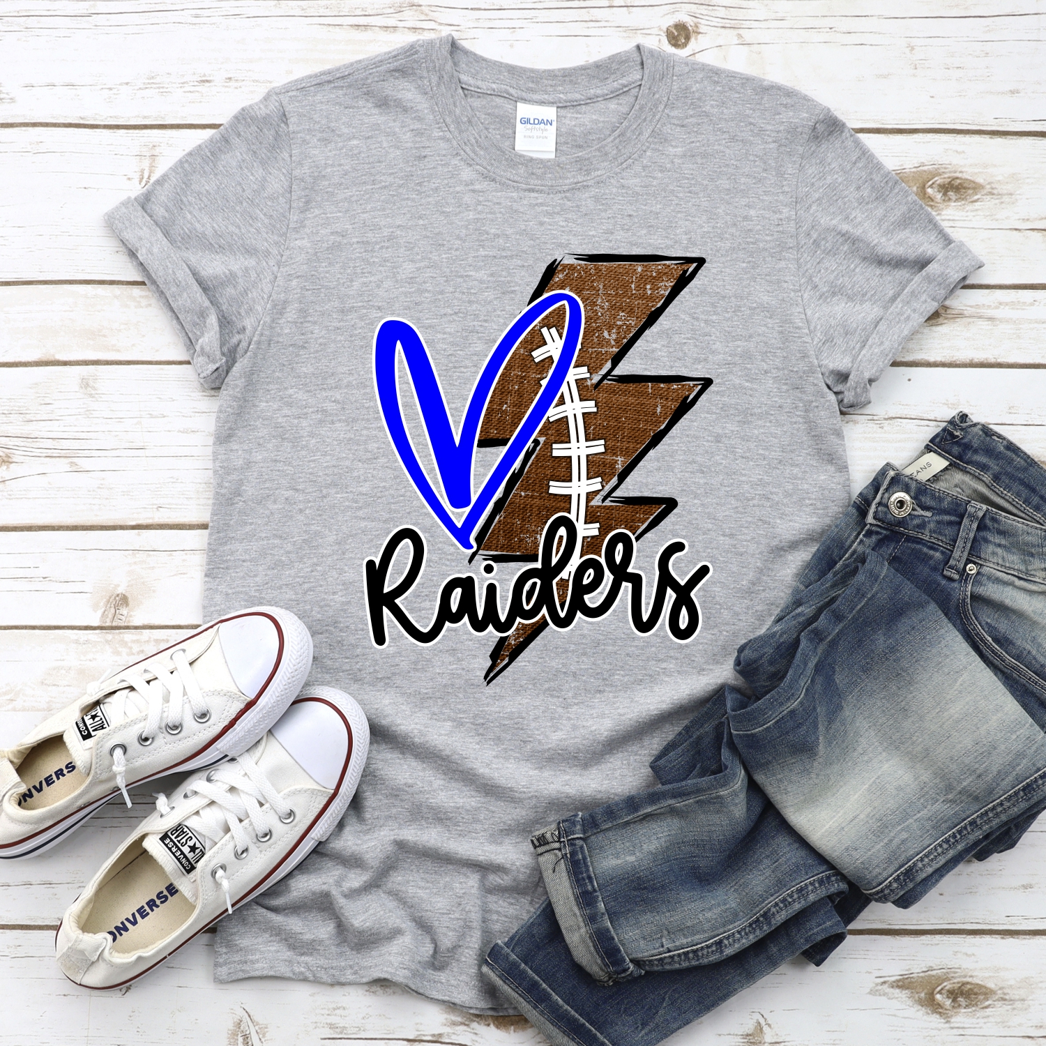 CUSTOM Raiders football lightning bolt heart *DTF* Transfer - Image 2