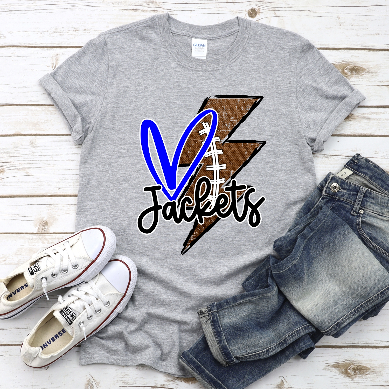 CUSTOM Jackets football lightning bolt heart *DTF* Transfer - Image 2