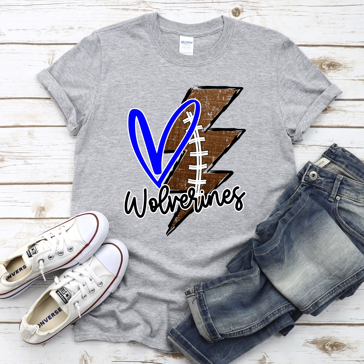CUSTOM Wolverines football lightning bolt heart *DTF* Transfer - Image 2