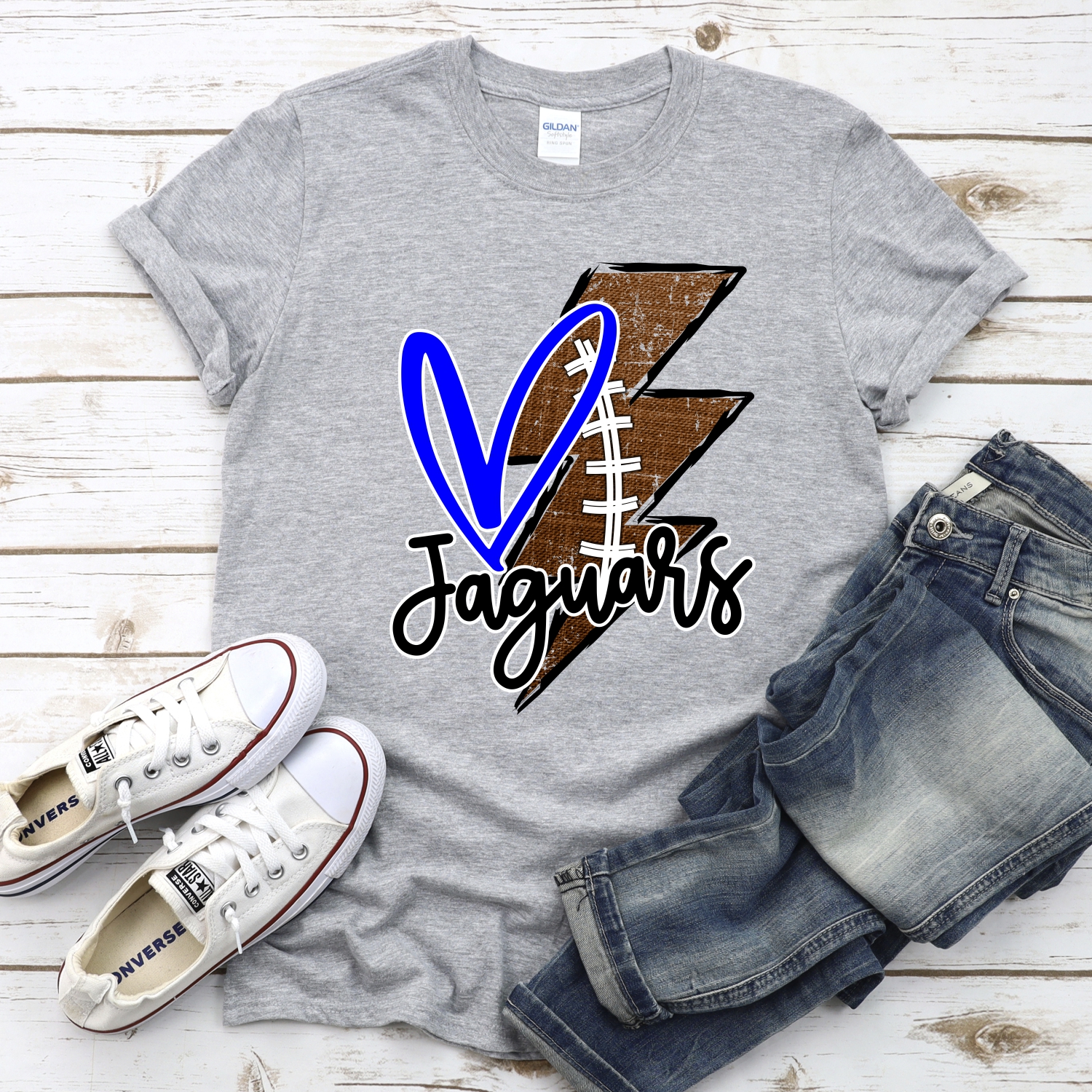CUSTOM Jaguars football lightning bolt heart *DTF* Transfer - Image 2