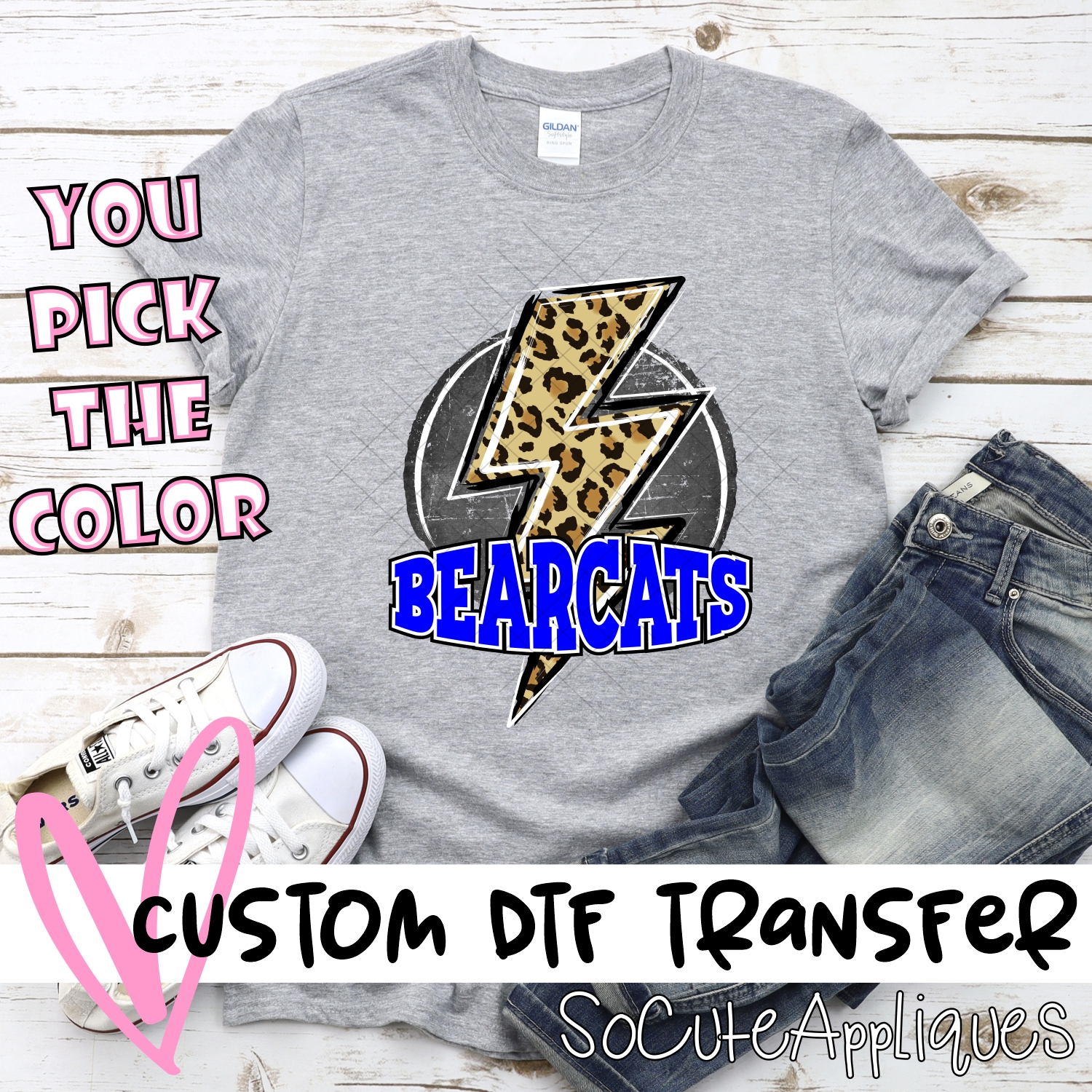 CUSTOM Cubs Leopard lightning bolt on black circle *DTF Transfer –