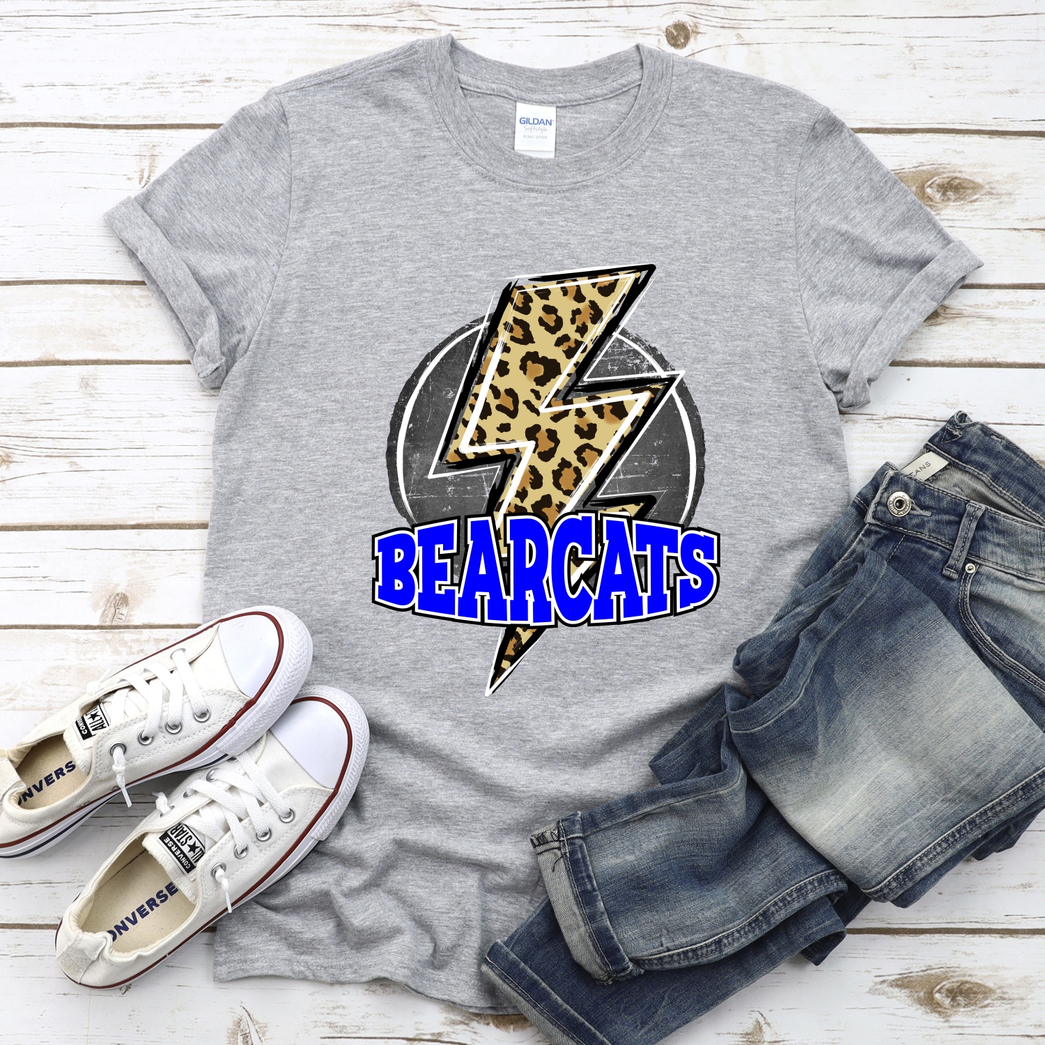 CUSTOM Bearcats Leopard lightning bolt on black circle *DTF Transfer - Image 2