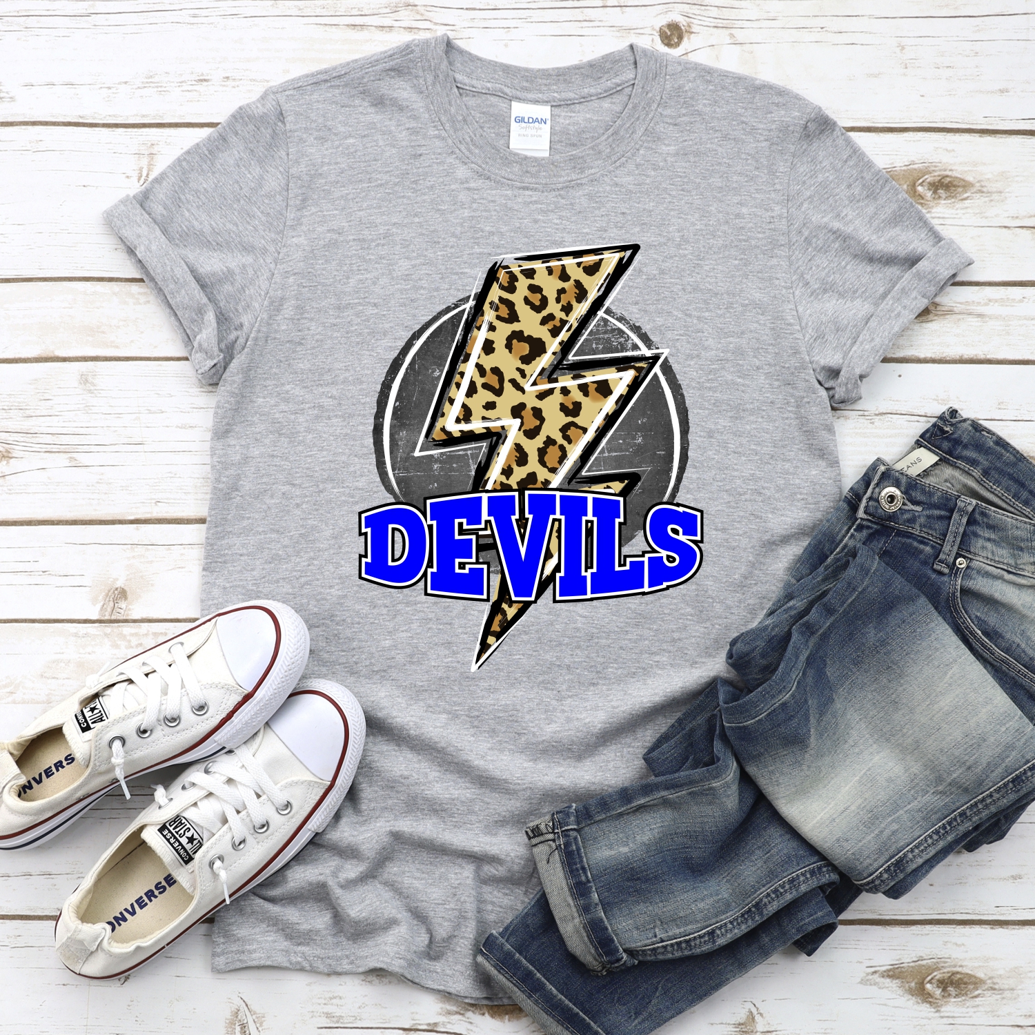 CUSTOM Devils Leopard lightning bolt on black circle *DTF Transfer - Image 2