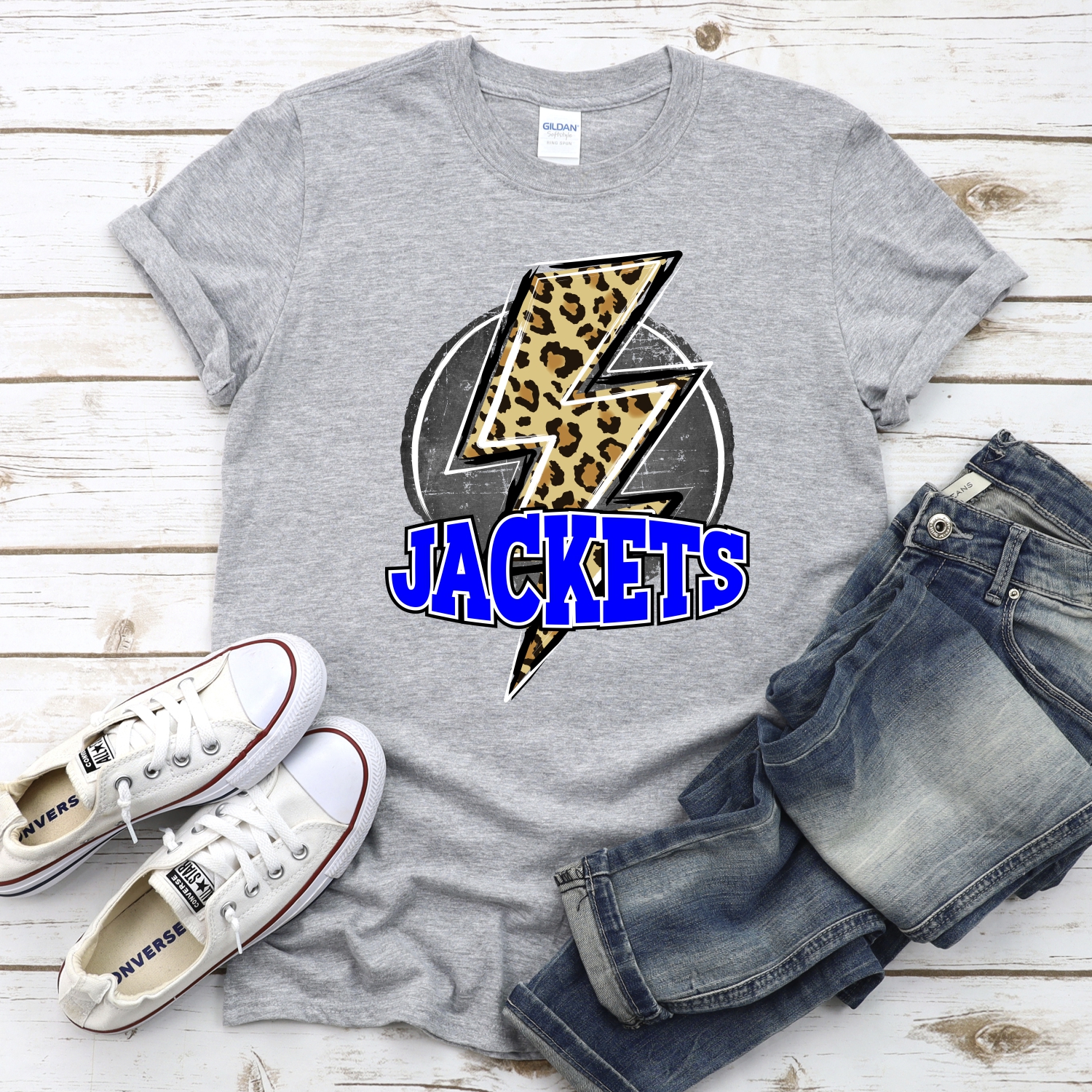 CUSTOM Jackets Leopard lightning bolt on black circle *DTF Transfer - Image 2