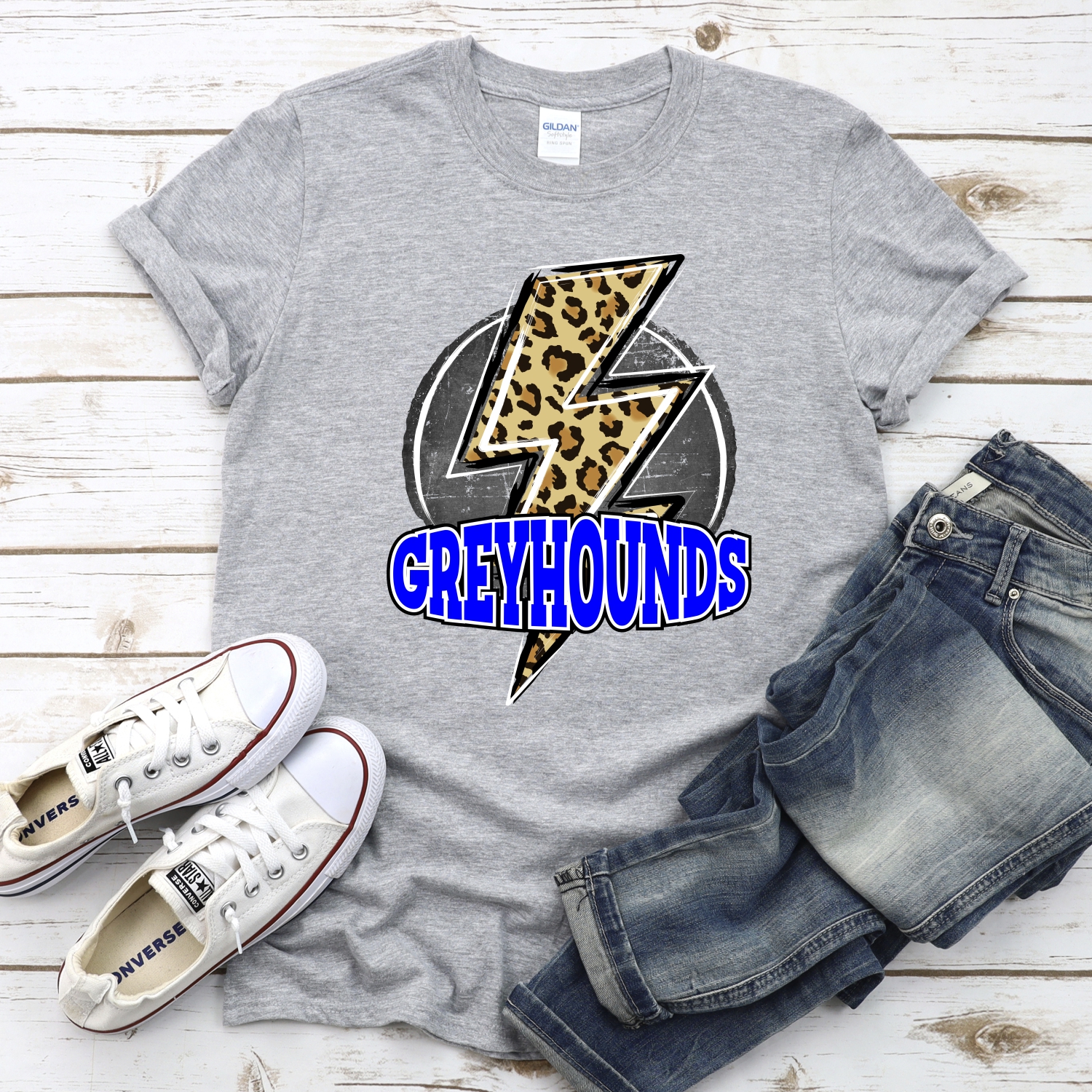 CUSTOM Greyhounds Leopard lightning bolt on black circle *DTF Transfer - Image 2