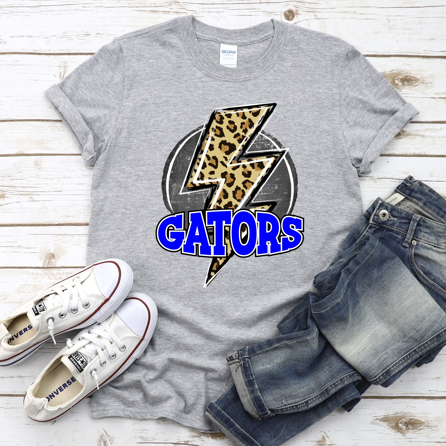 CUSTOM Gators Leopard lightning bolt on black circle *DTF Transfer - Image 2
