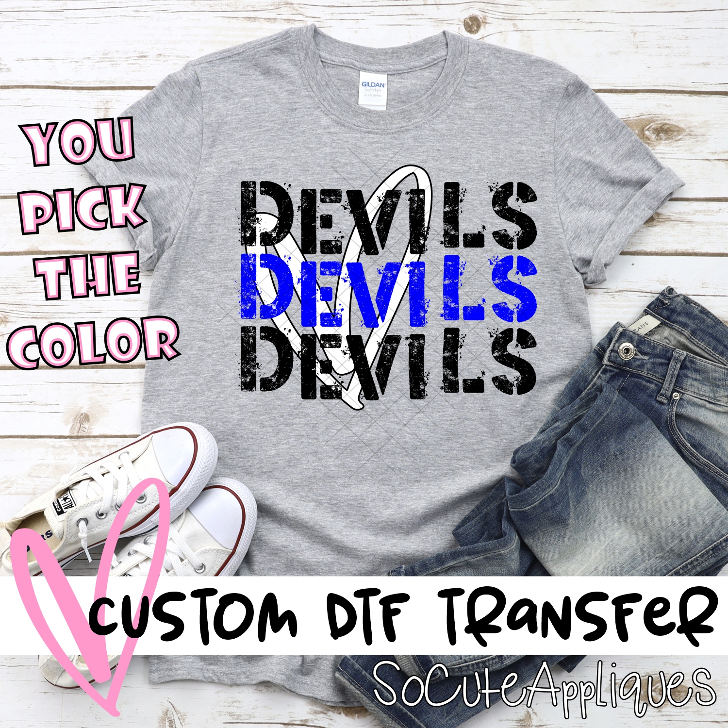 CUSTOM Devils Stacked with heart *DTF* Transfer