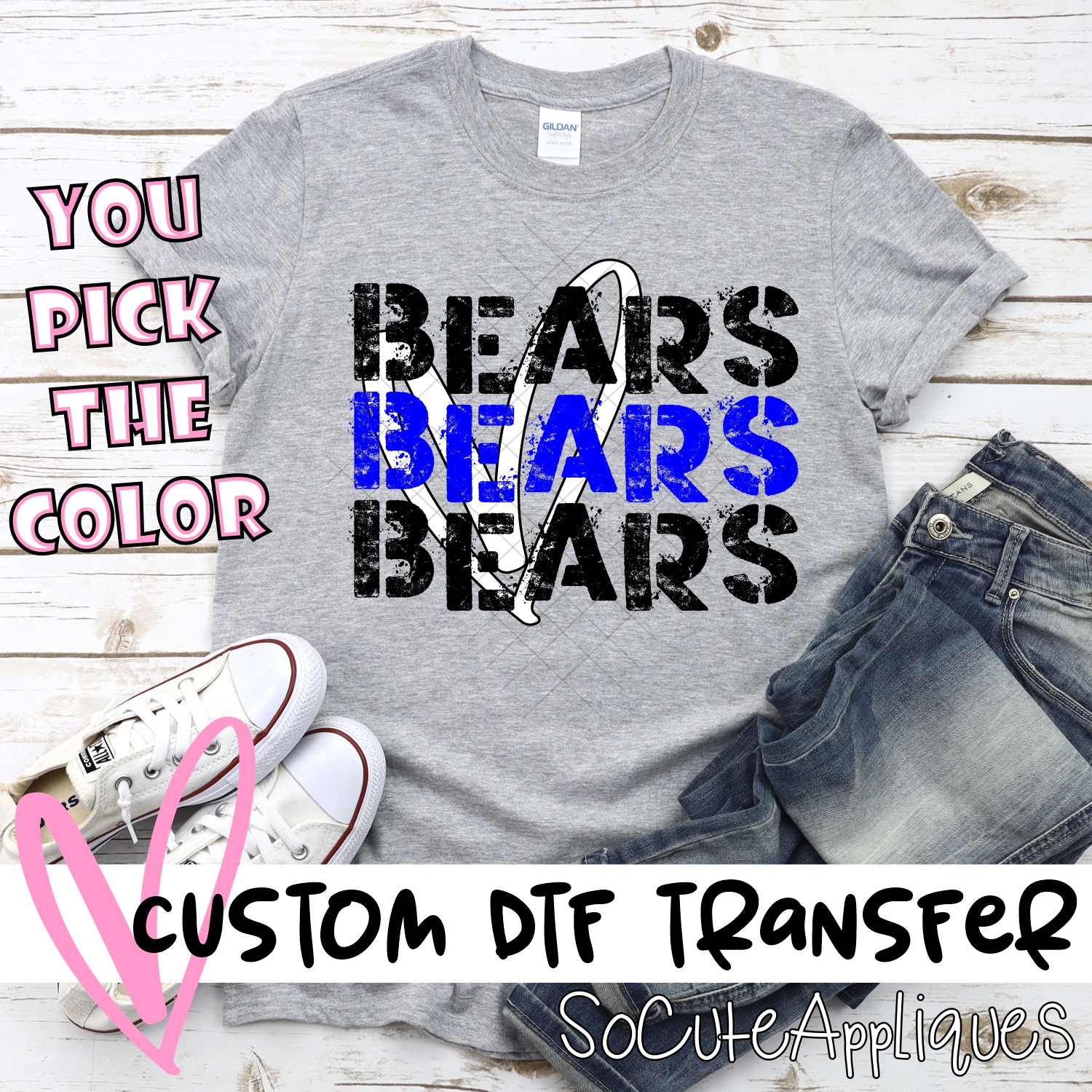 CUSTOM Bears Stacked with heart *DTF* Transfer