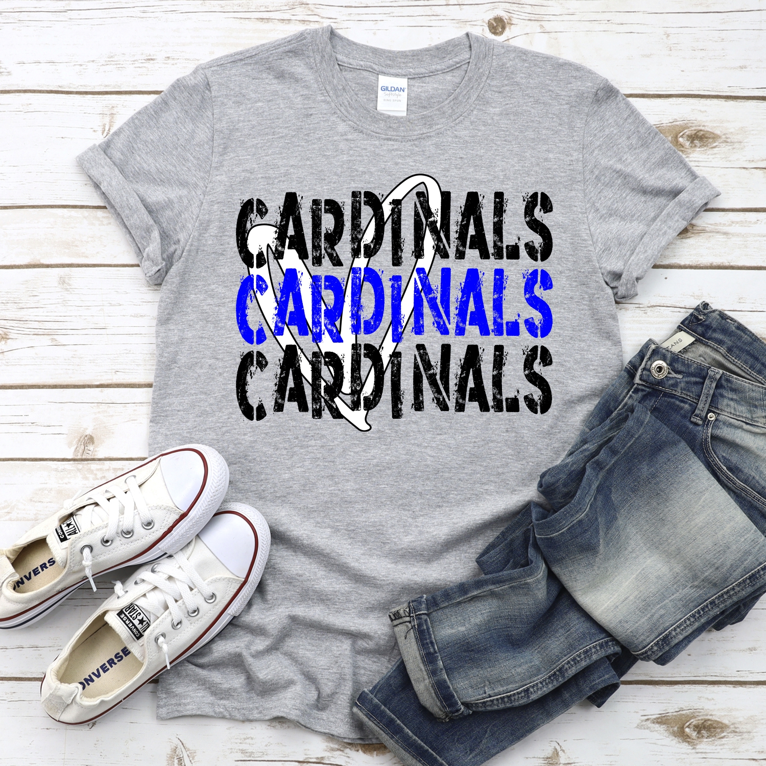CUSTOM Cardinals Stacked with heart *DTF* Transfer - Image 2