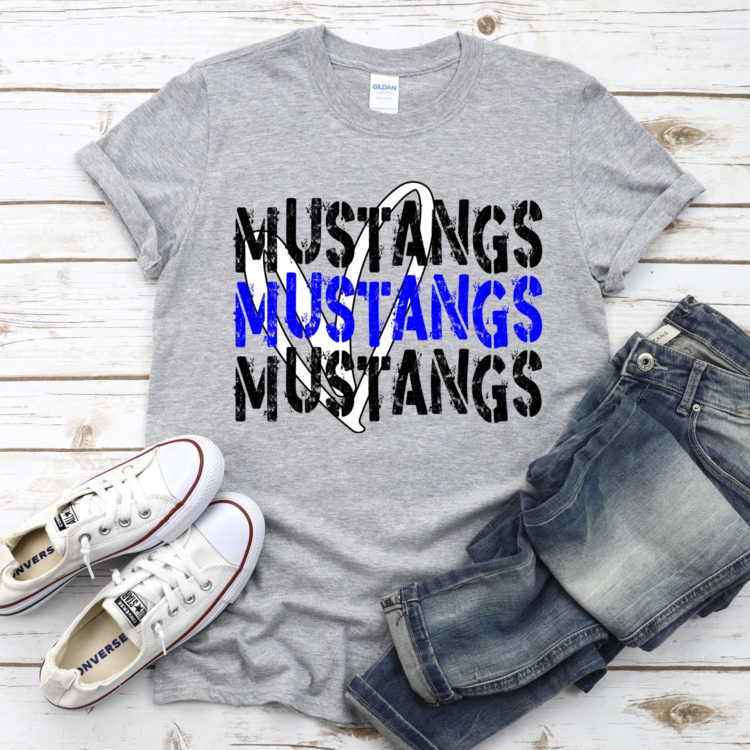 CUSTOM Mustangs Stacked with heart *DTF* Transfer - Image 2