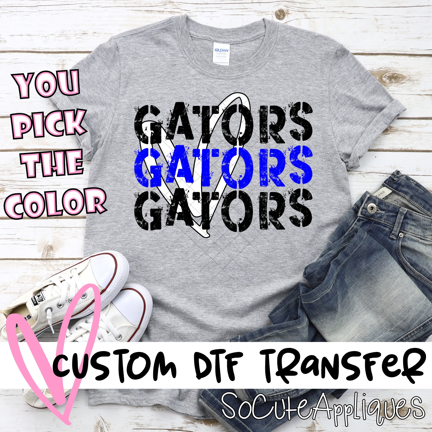 CUSTOM Gators Stacked with heart *DTF* Transfer