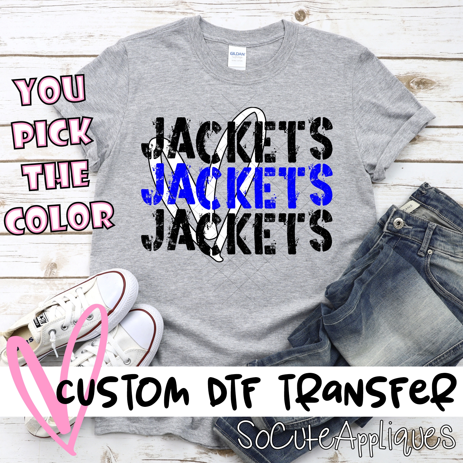 CUSTOM Jackets Stacked with heart *DTF* Transfer
