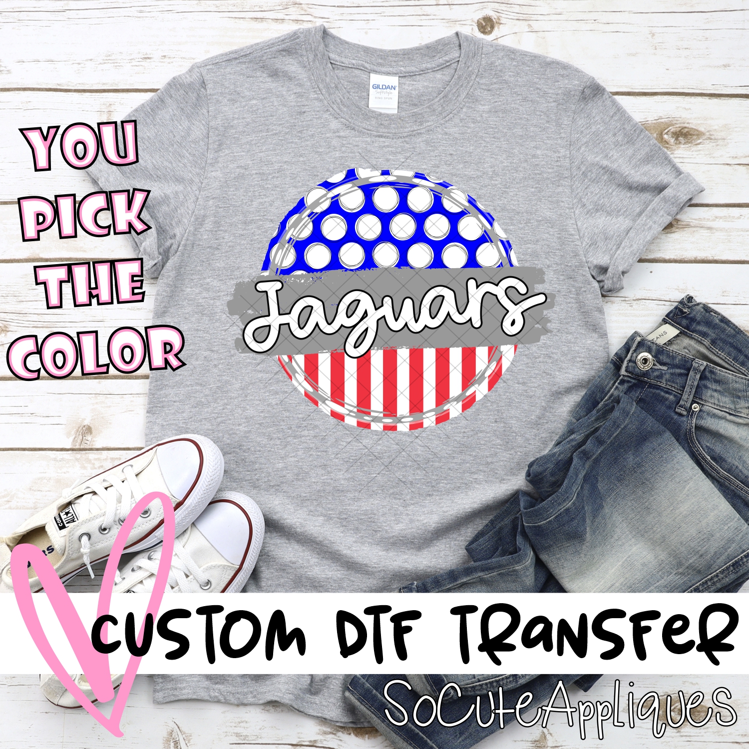 CUSTOM  Jaguars polka dot stripe 2-COLOR circle *DTF* Transfer