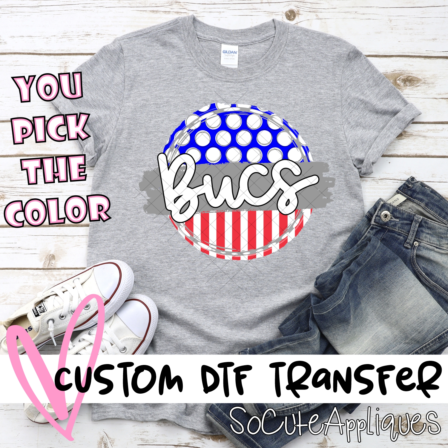 CUSTOM  Bucs polka dot stripe 2-COLOR circle *DTF* Transfer