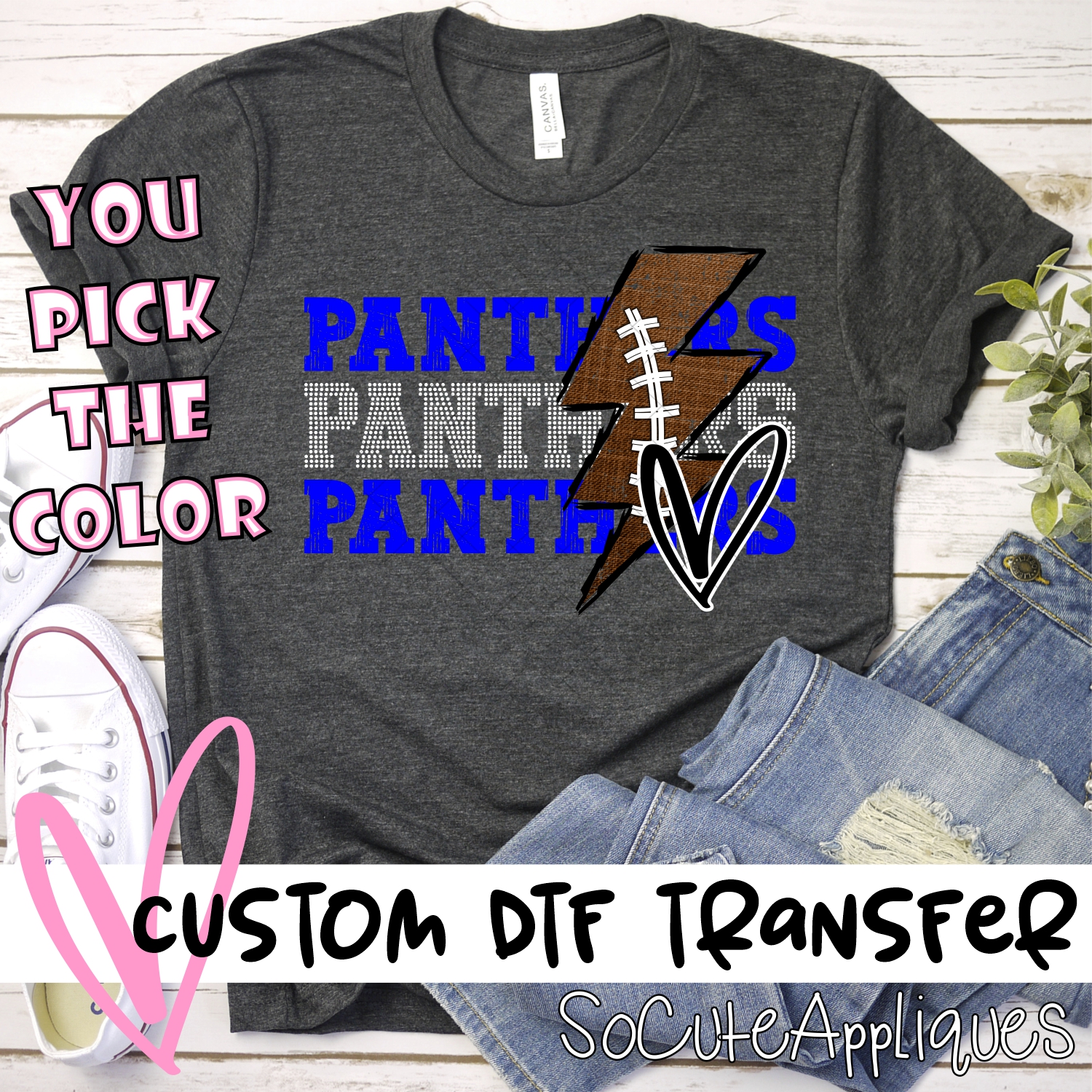 CUSTOM Panthers football lightning bolt *DTF* Transfer