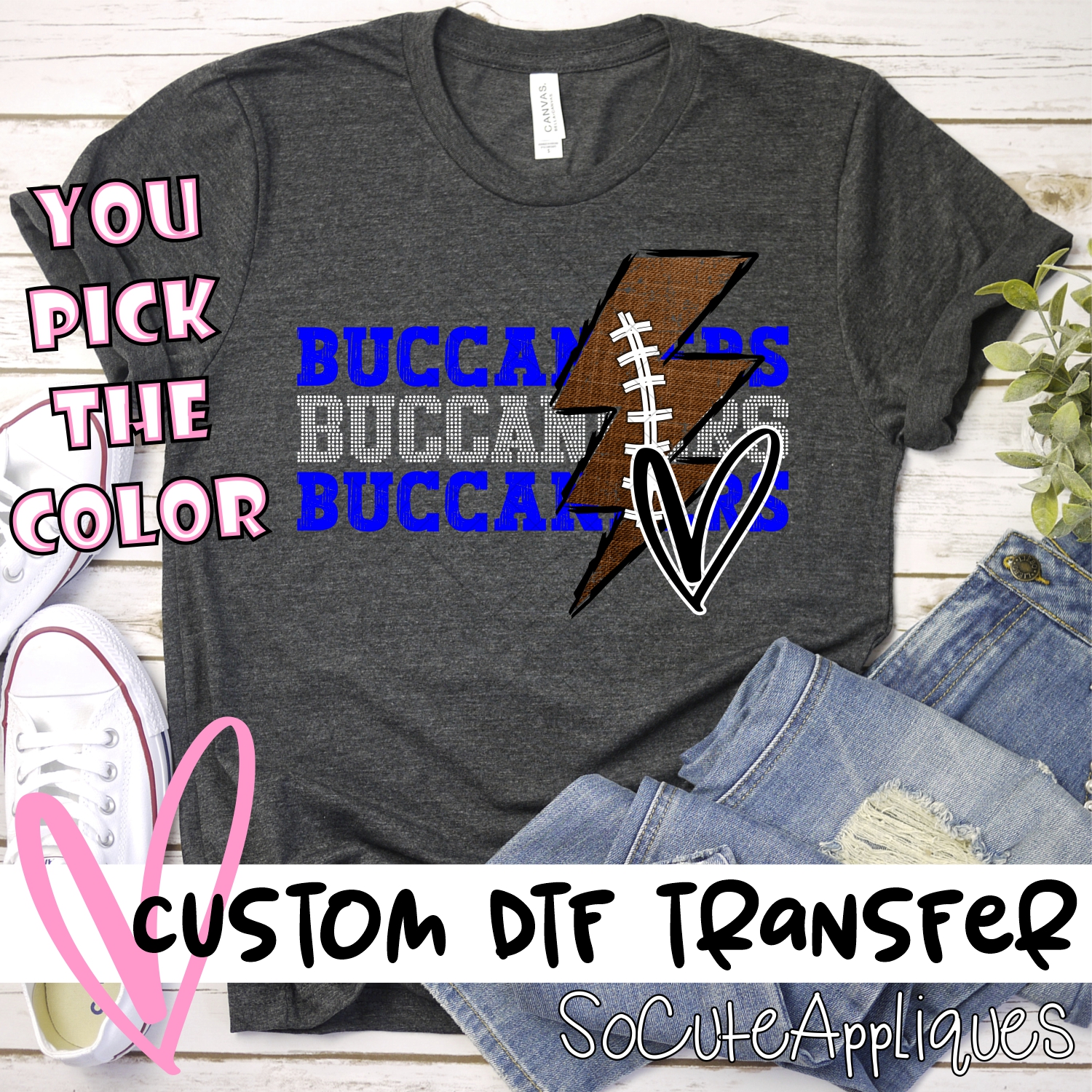 CUSTOM Buccaneers football lightning bolt *DTF* Transfer