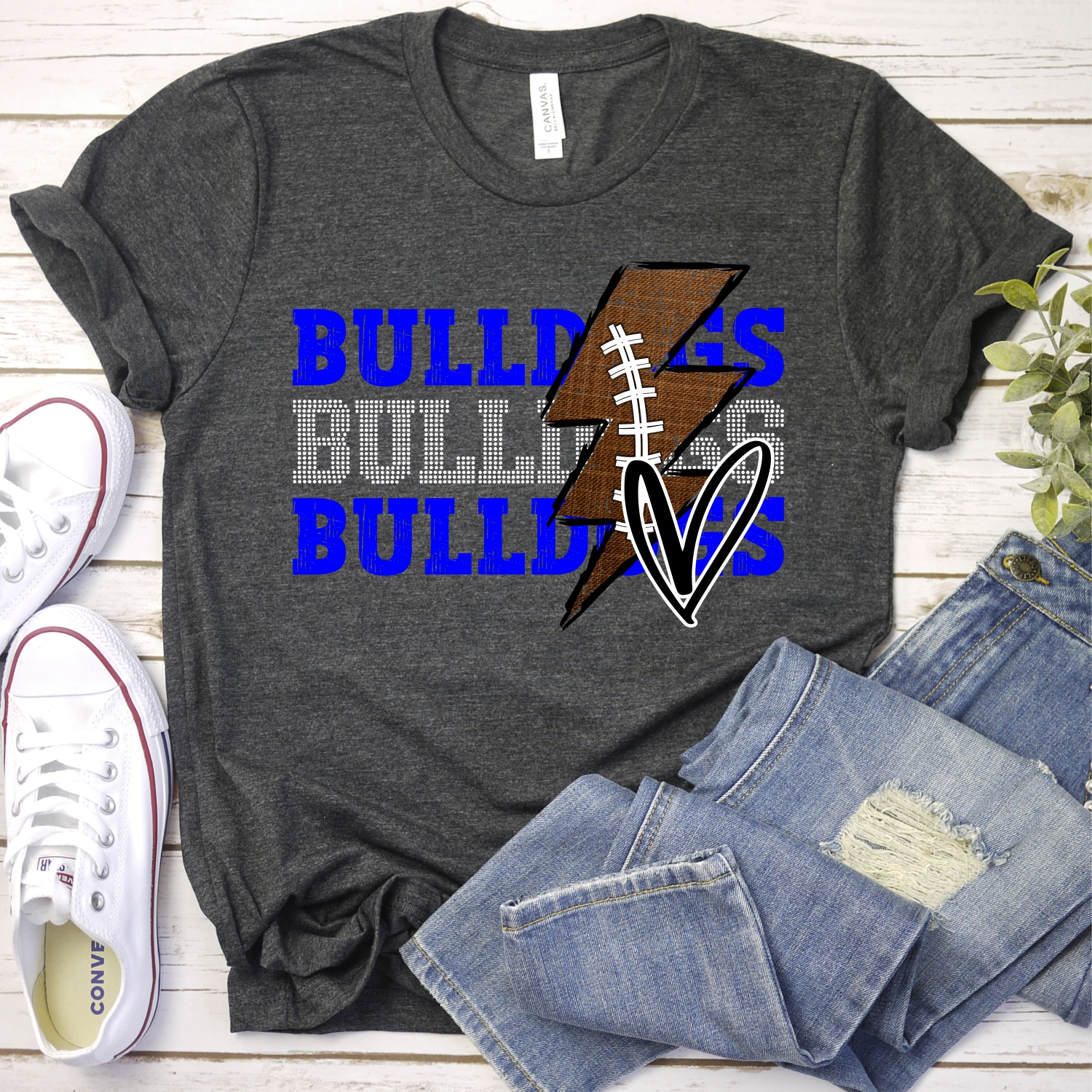 CUSTOM Bulldogs football lightning bolt *DTF* Transfer - Image 2
