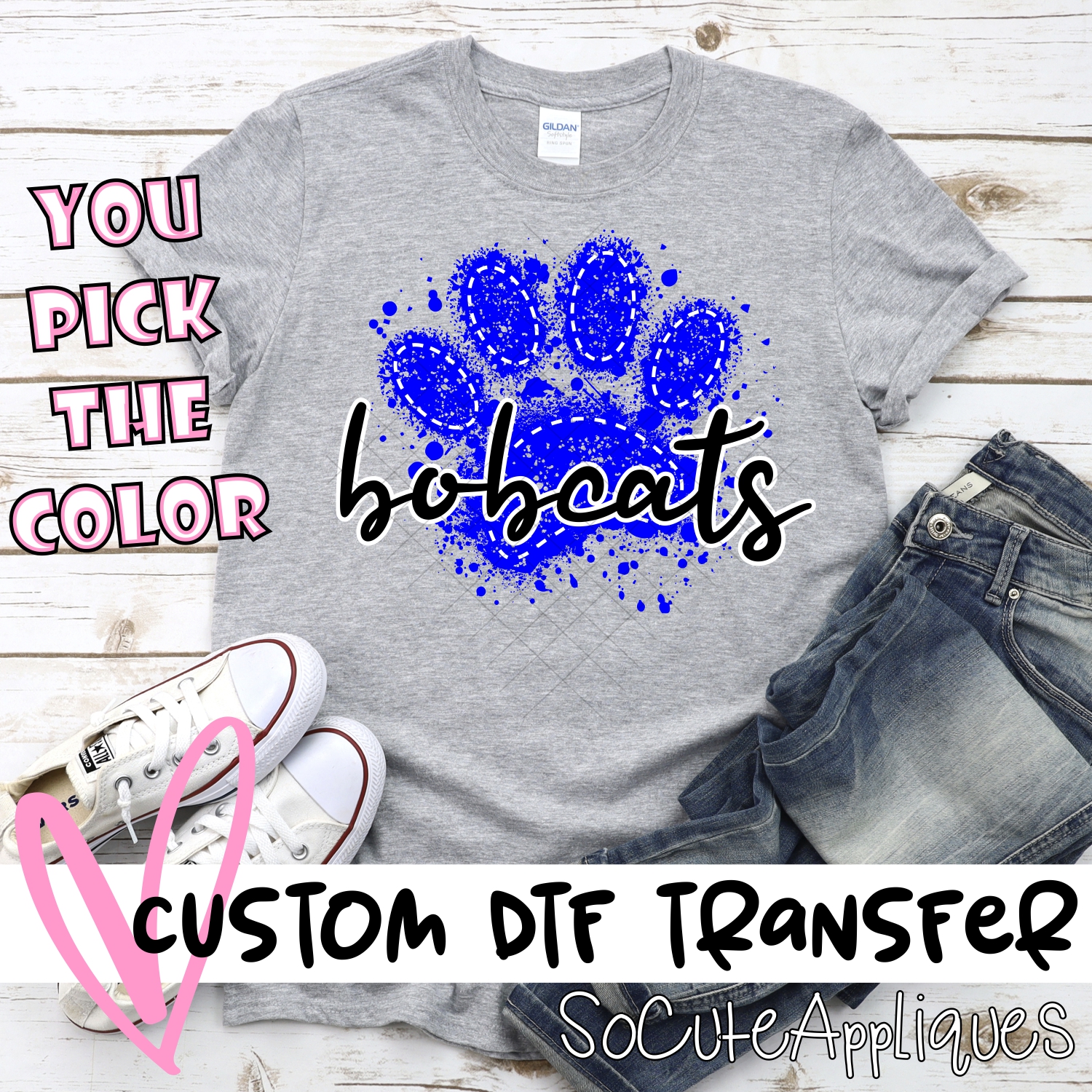 CUSTOM Bobcats messy paw script *DTF* Transfer