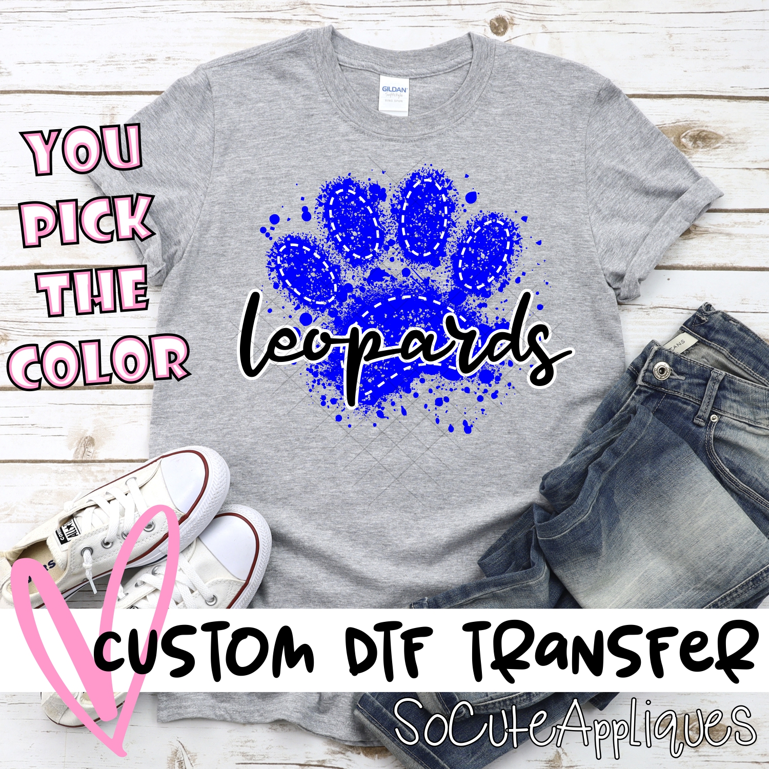 CUSTOM Leopards messy paw script *DTF* Transfer