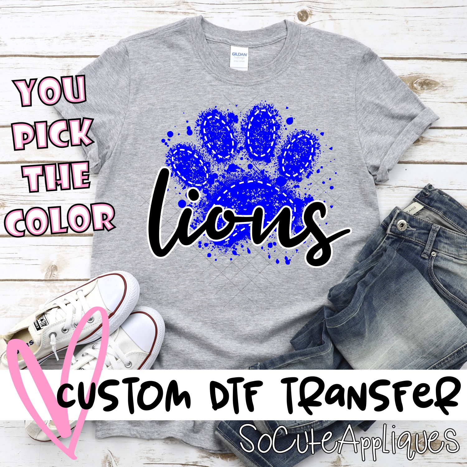 CUSTOM Lions messy paw script *DTF* Transfer