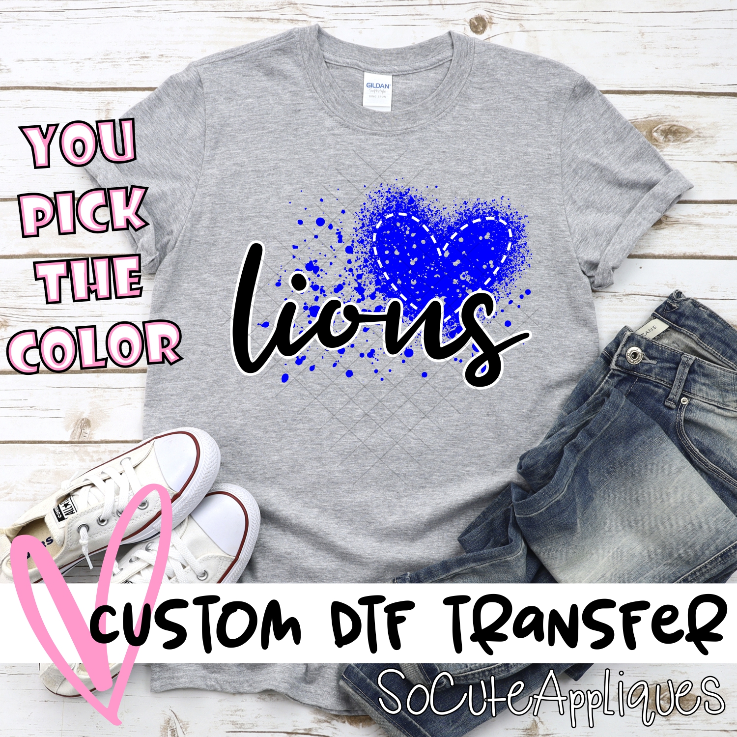 CUSTOM Lions messy heart *DTF* Transfer