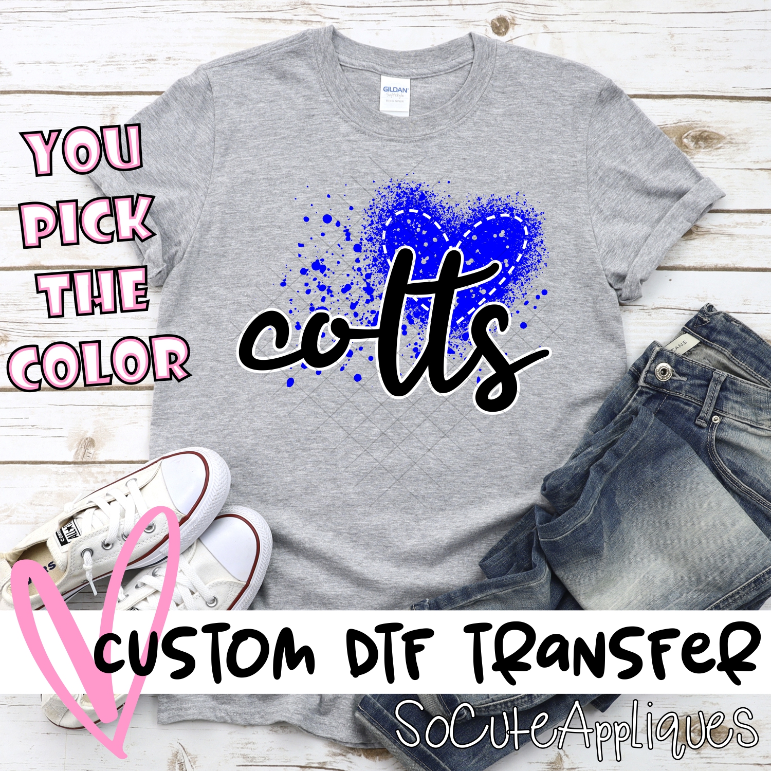 CUSTOM Colts messy heart *DTF* Transfer