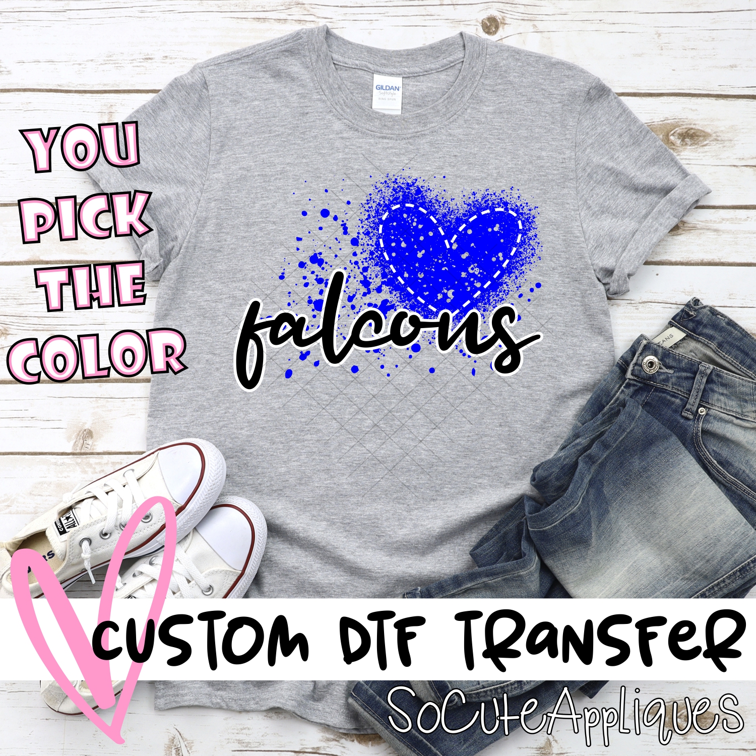 CUSTOM Falcons messy heart *DTF* Transfer