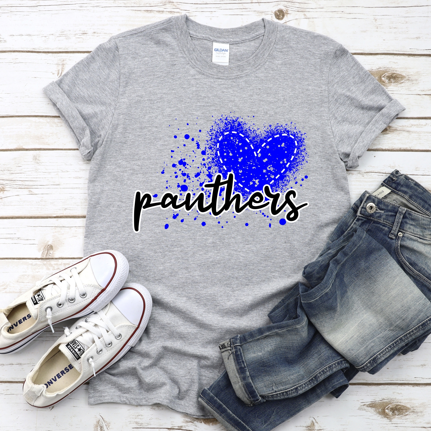 CUSTOM Panthers messy heart *DTF* Transfer - Image 2