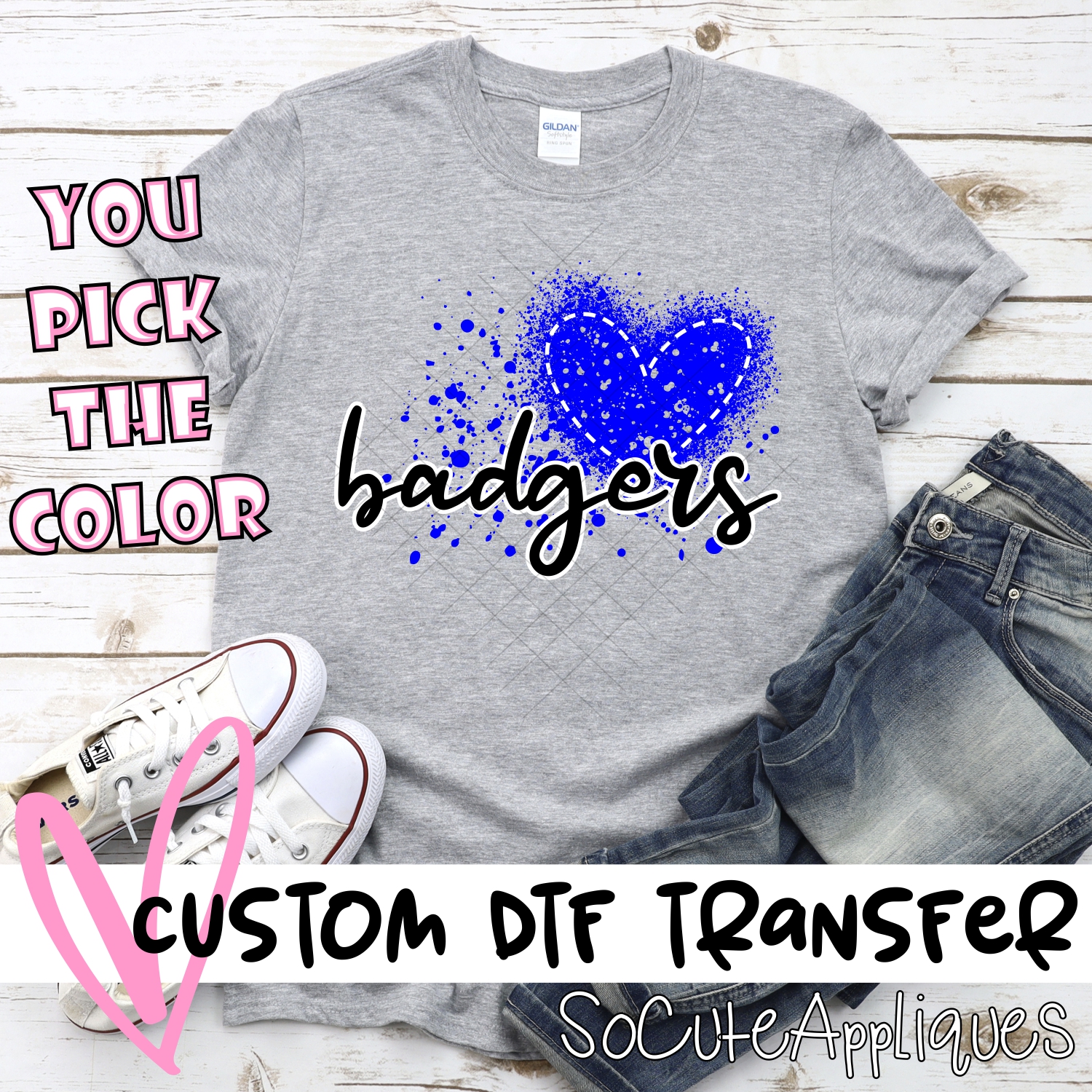 CUSTOM Badgers messy heart *DTF* Transfer