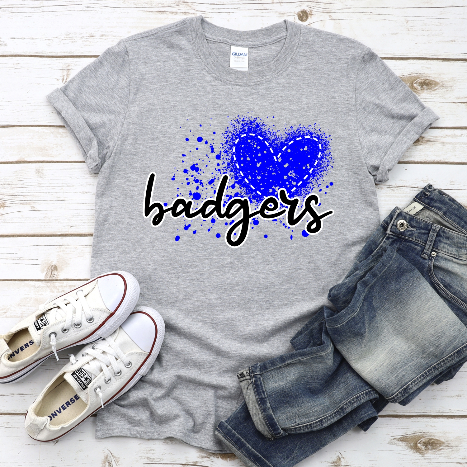 CUSTOM Badgers messy heart *DTF* Transfer - Image 2