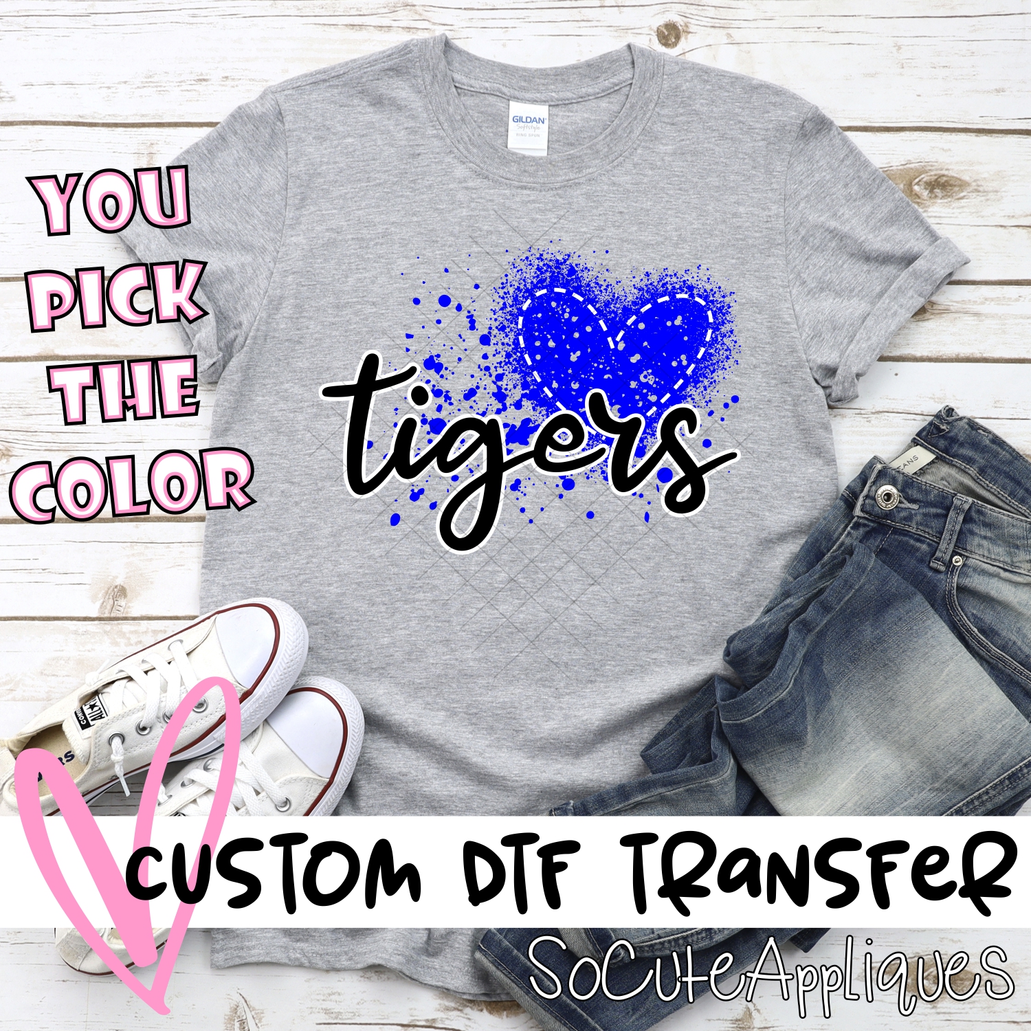 CUSTOM Tigers messy heart *DTF* Transfer