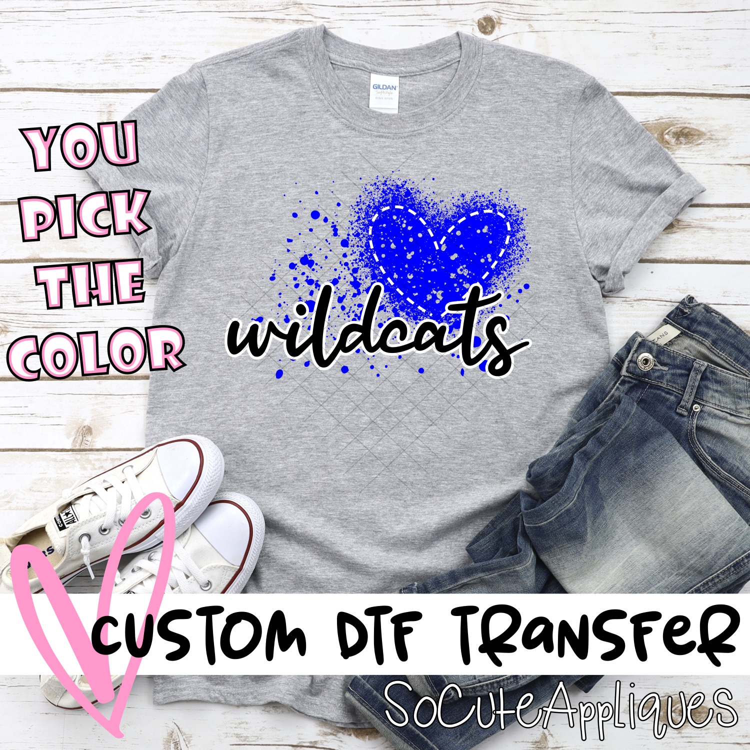 CUSTOM Wildcats messy heart *DTF* Transfer