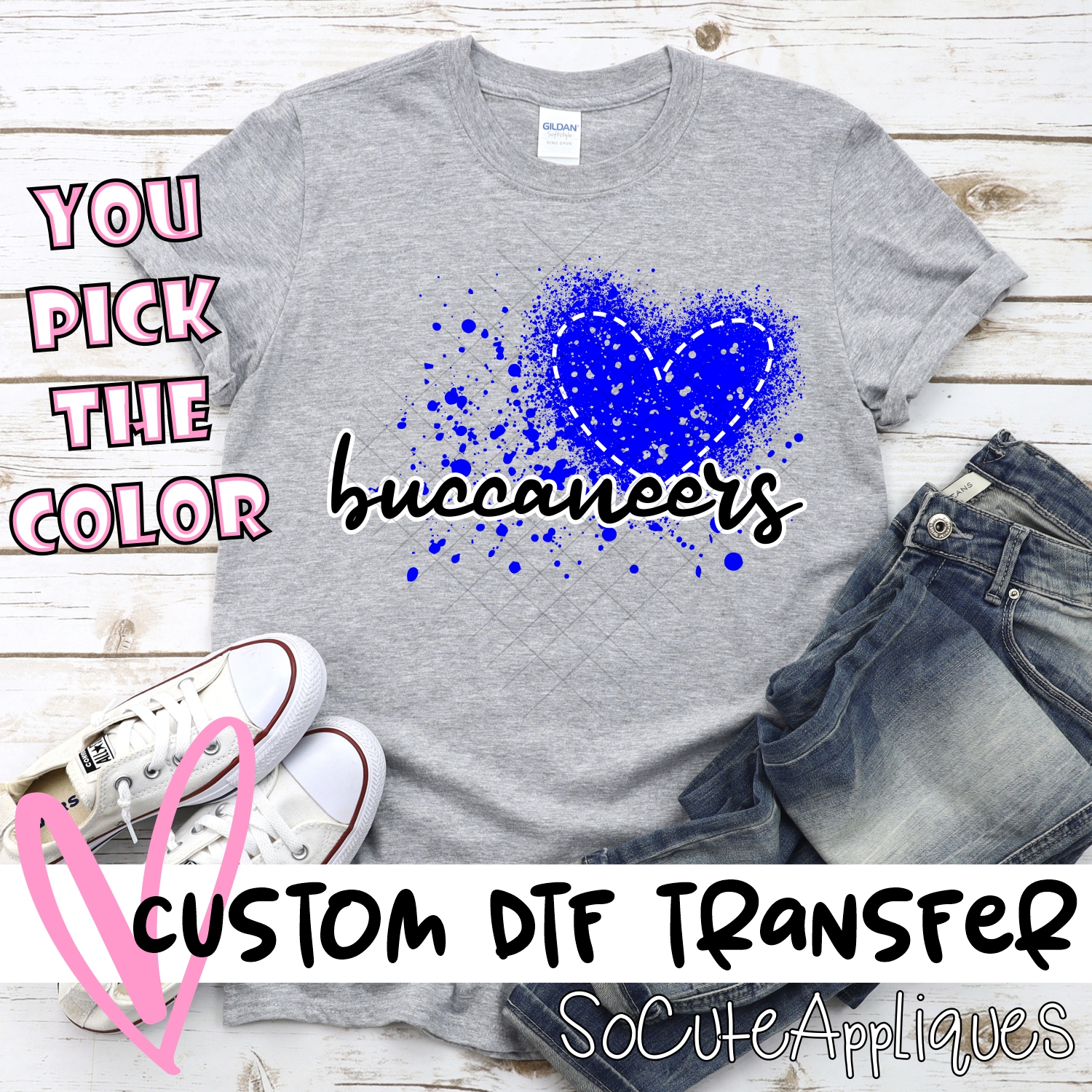 CUSTOM Buccaneers messy heart *DTF* Transfer