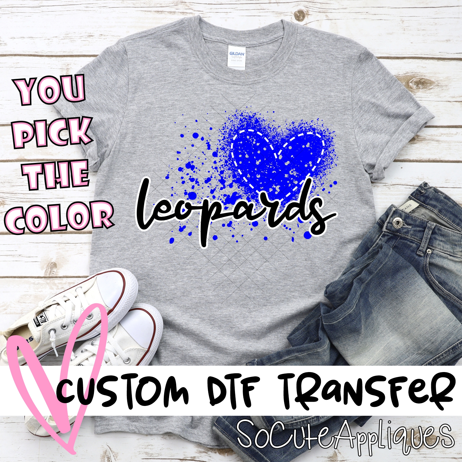 CUSTOM Leopards messy heart *DTF* Transfer