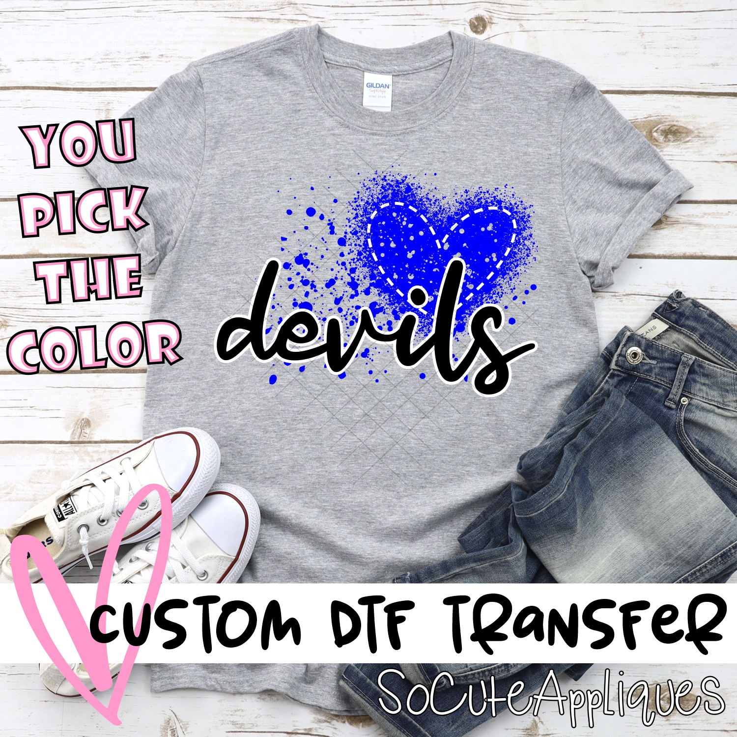 CUSTOM Devils messy heart *DTF* Transfer