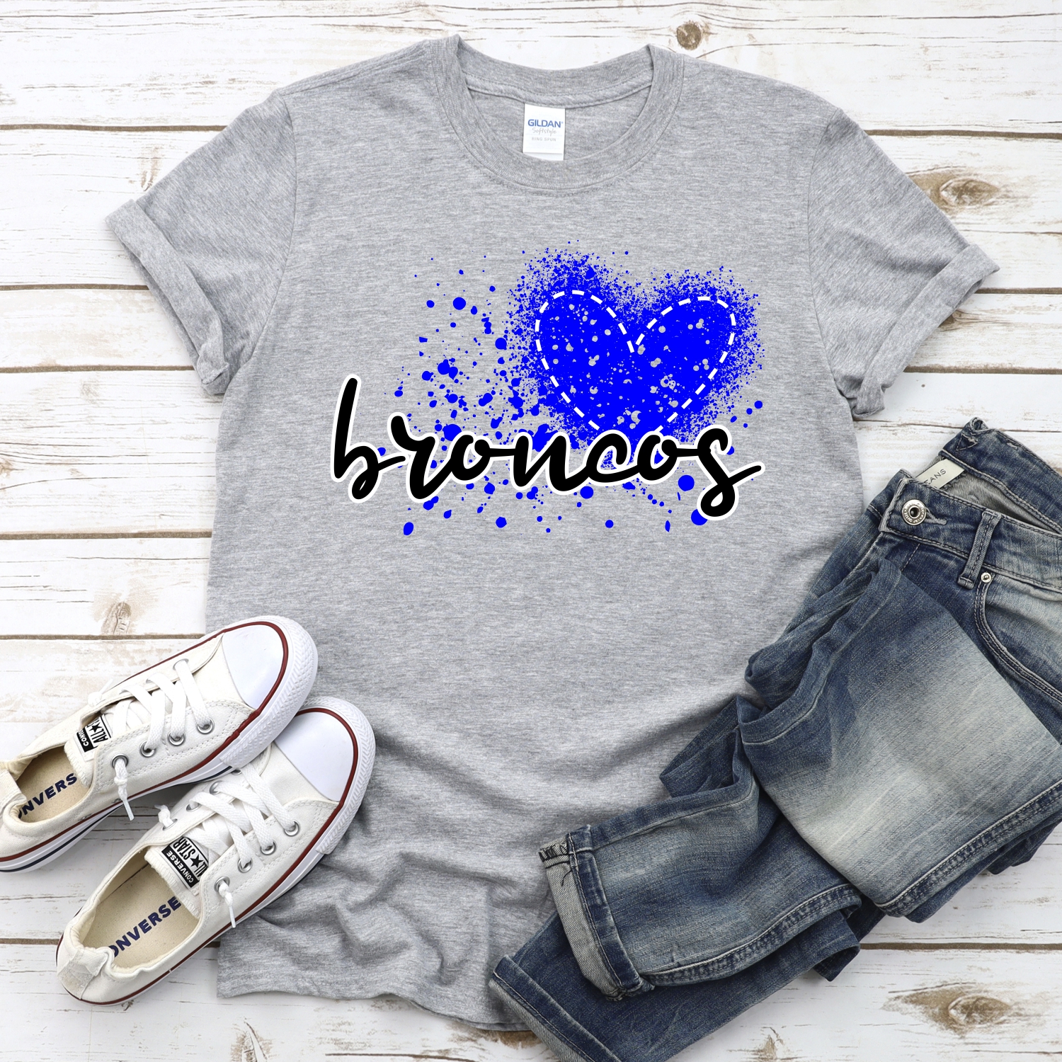 CUSTOM Broncos messy heart *DTF* Transfer - Image 2