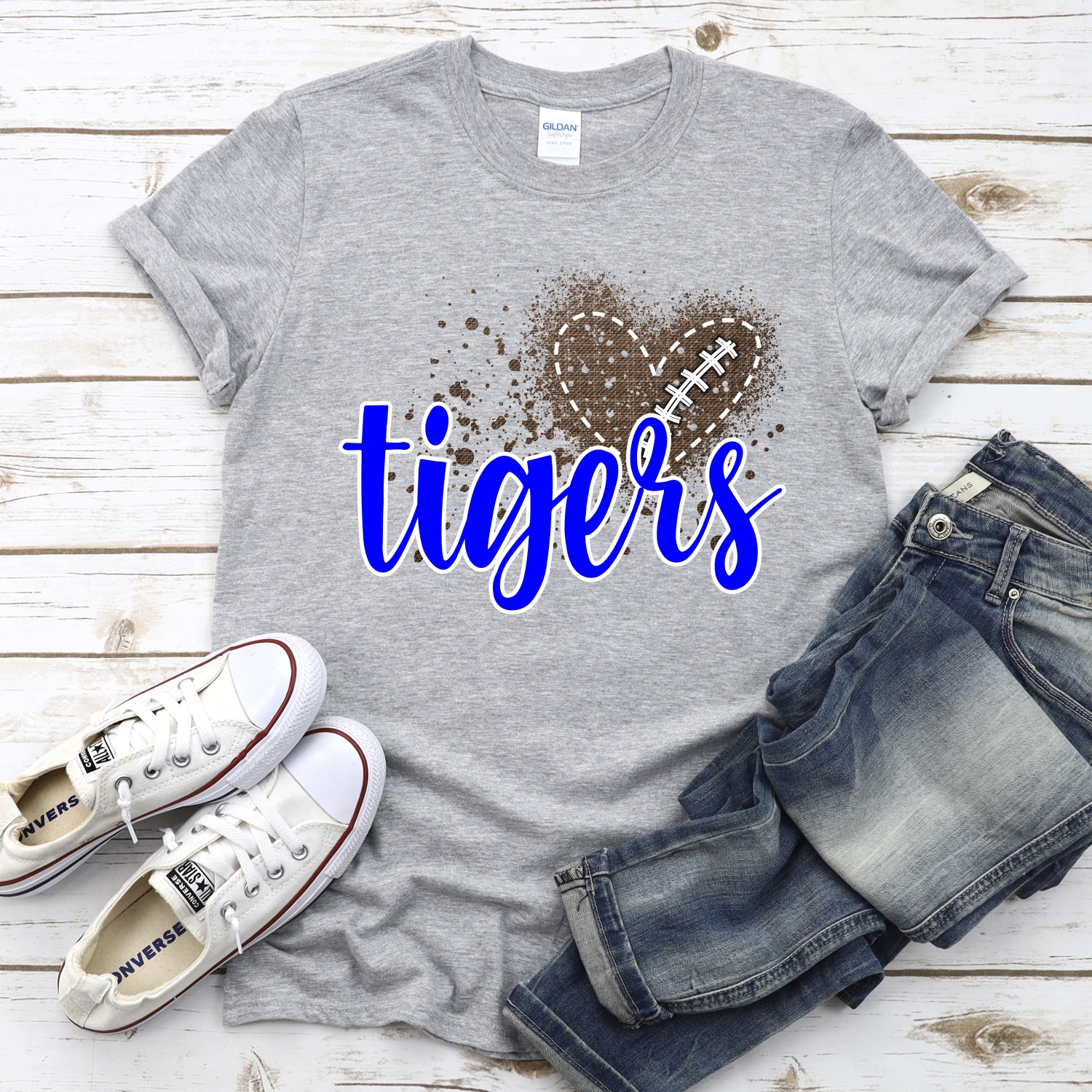 CUSTOM Tigers football messy heart *DTF* Transfer - Image 2