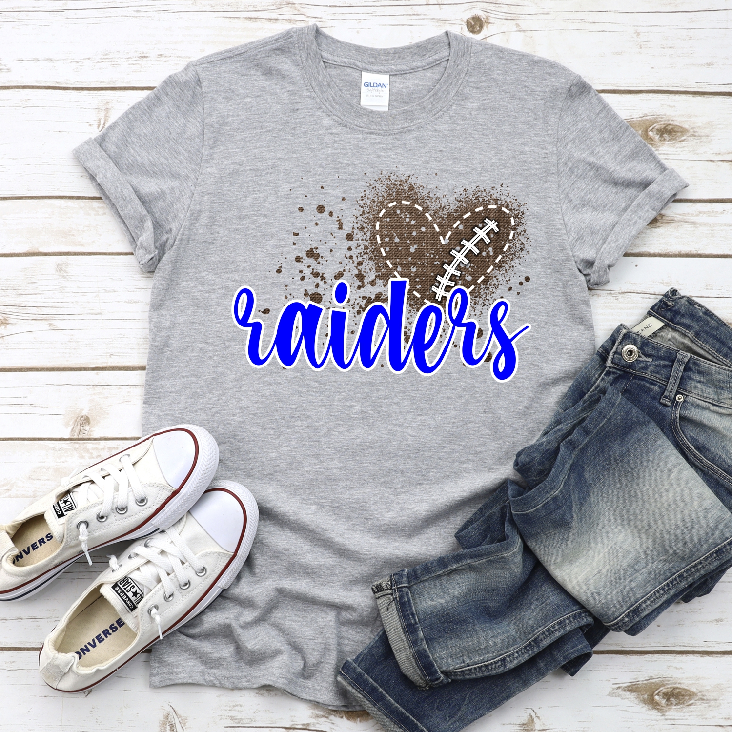 CUSTOM Raiders football messy heart *DTF* Transfer - Image 2